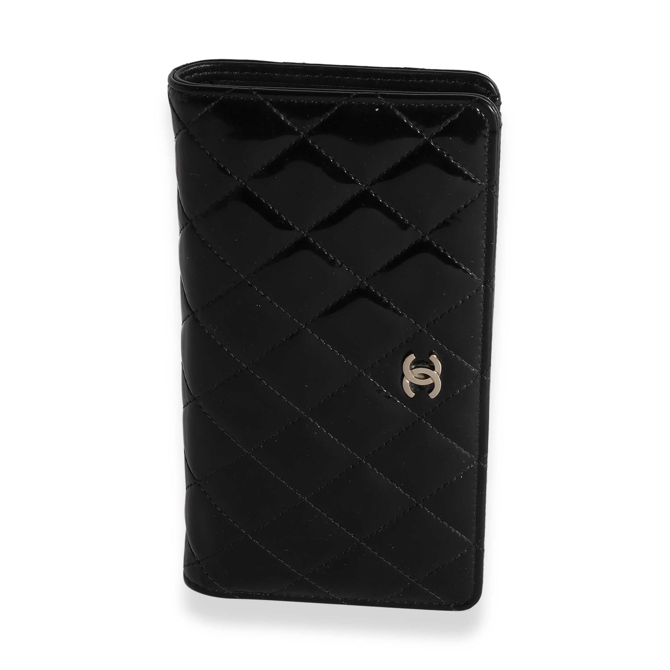 Chanel Chanel Black Quilted Patent Leather Long Flap Wallet Size ONE SIZE - 1 Thumbnail