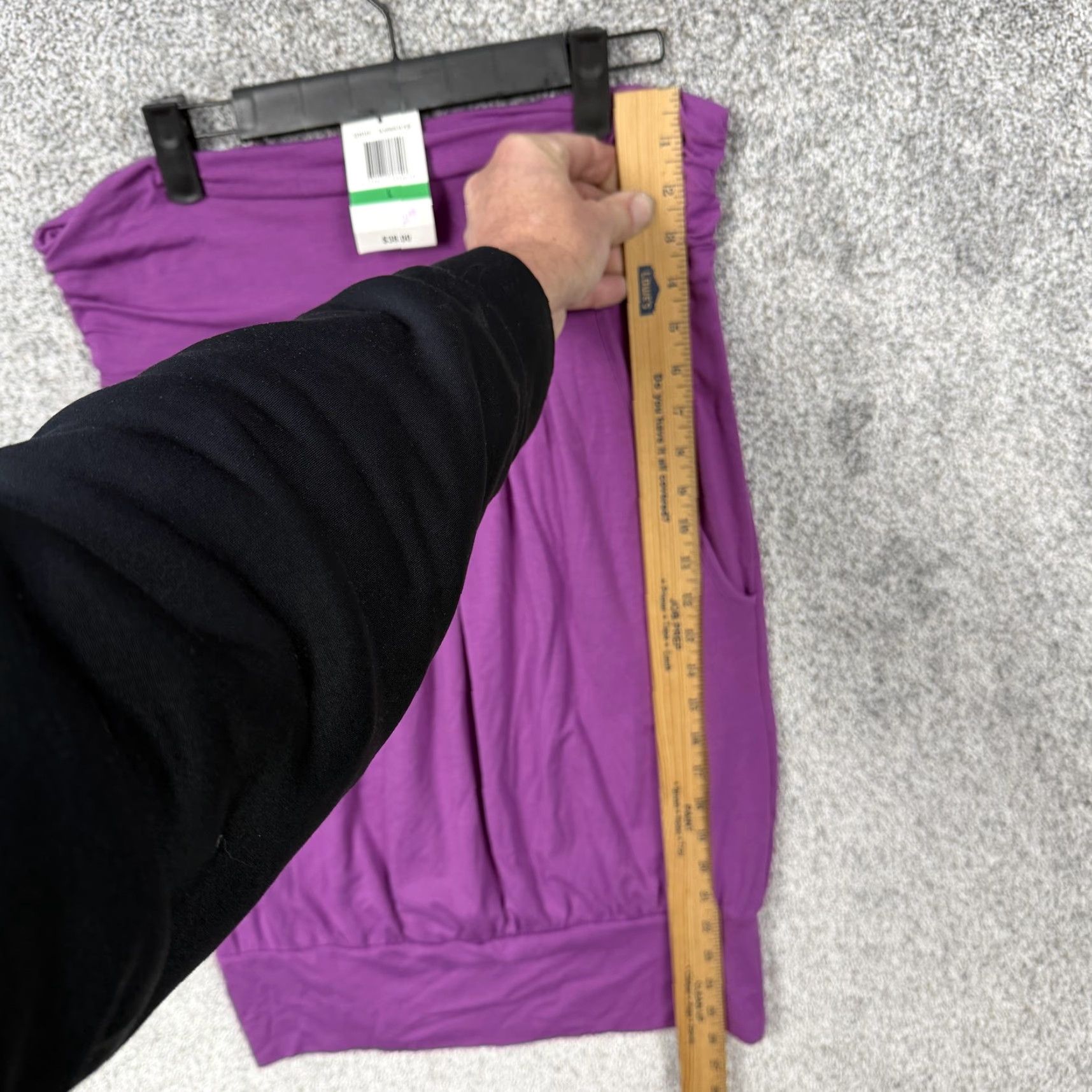 Vintage Y2K Bubble Skirt Belle Du Jour Juniors L Purple Fold-over Pockets Elastic Waist Pockets Knee Length Pleated Jersey Knit Size 36" / US 14 / IT 50 - 4 Thumbnail