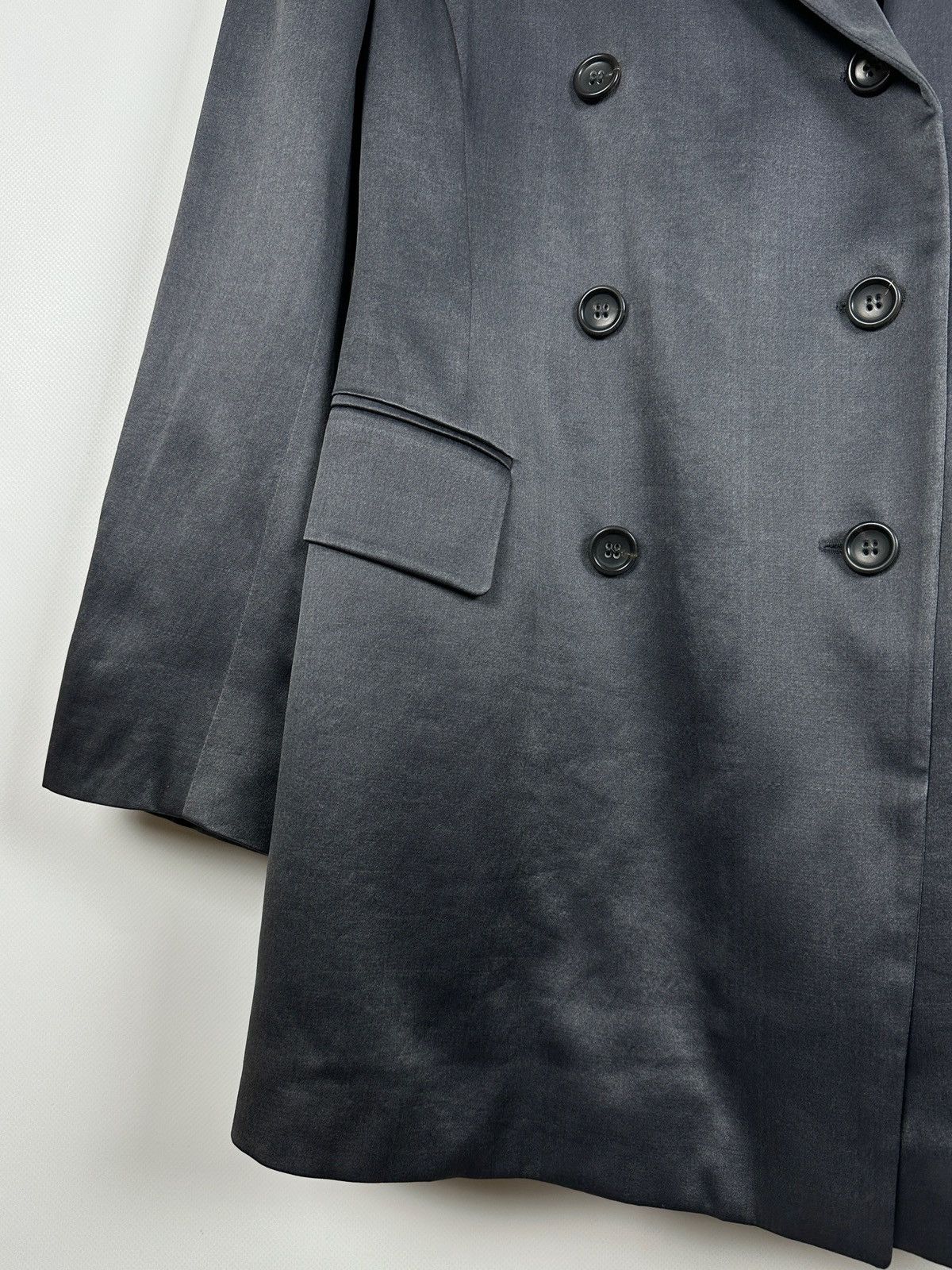 Jil Sander 90-00s Vintage Jil Sander Gray Silk Double Breasted Blazer Size XS / US 0-2 / IT 36-38 - 11 Thumbnail