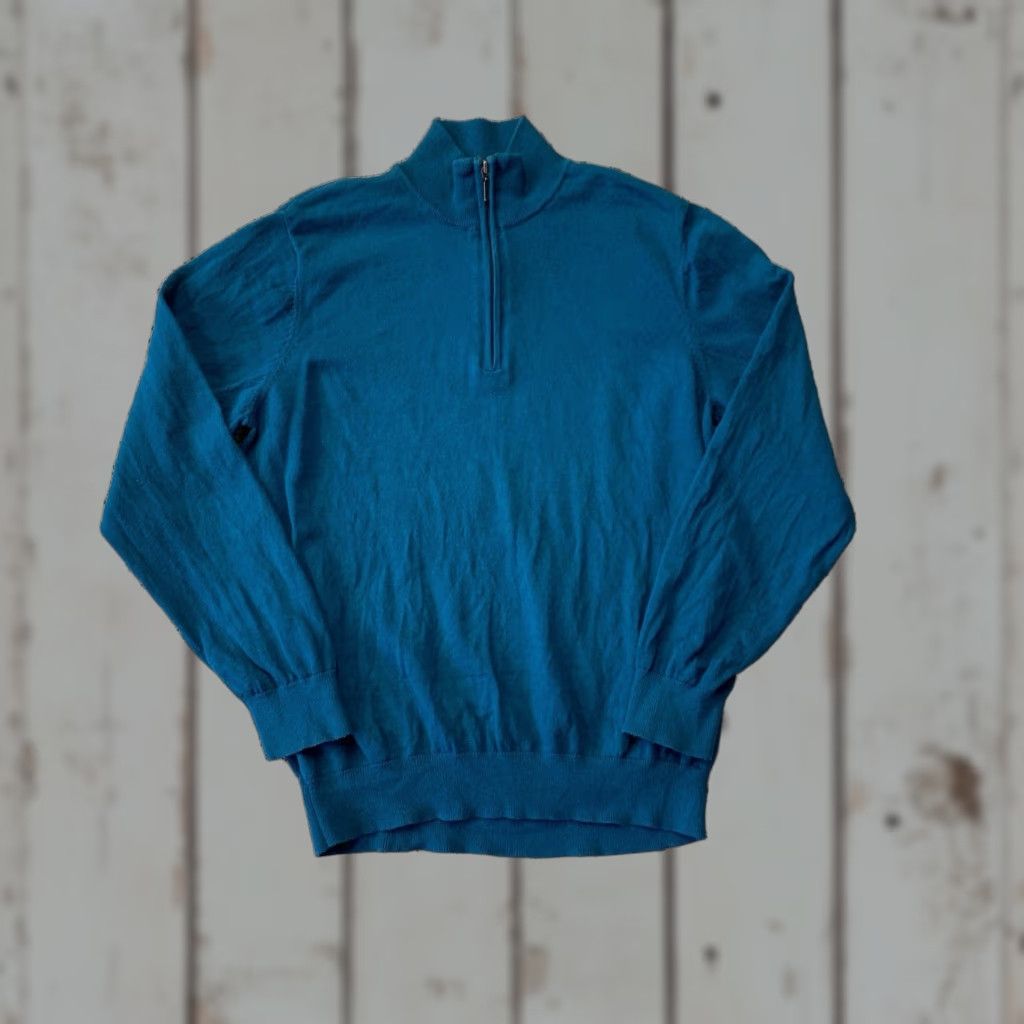 Vintage LL Bean Men’s Large Blue 1/4 Zip Pullover Cashmere Blend Sweater Regular Size M Pullover Zipper Winter Casual Preppy Shirt Size US M / EU 48-50 / 2 - 1 Thumbnail