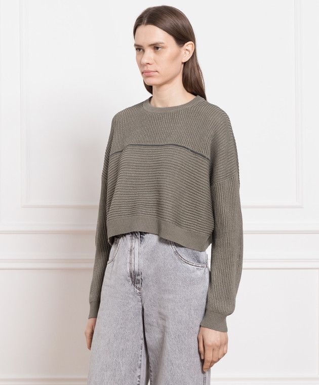 Brunello Cucinelli o1y0825 Crewneck Sweater in Military Green Size M / US 6-8 / IT 42-44 - 3 Thumbnail