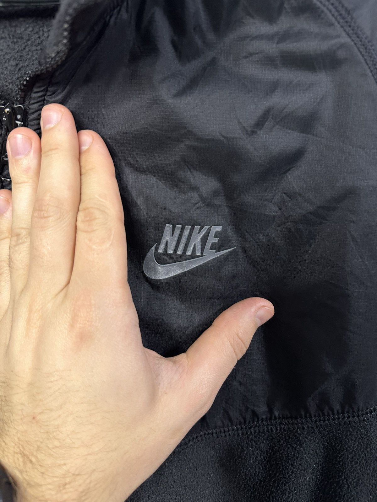 Nike Rare Vintage Jacket Fleece + Nylon Small Swoosh Drill Y2K Size US XL / EU 56 / 4 - 4 Thumbnail