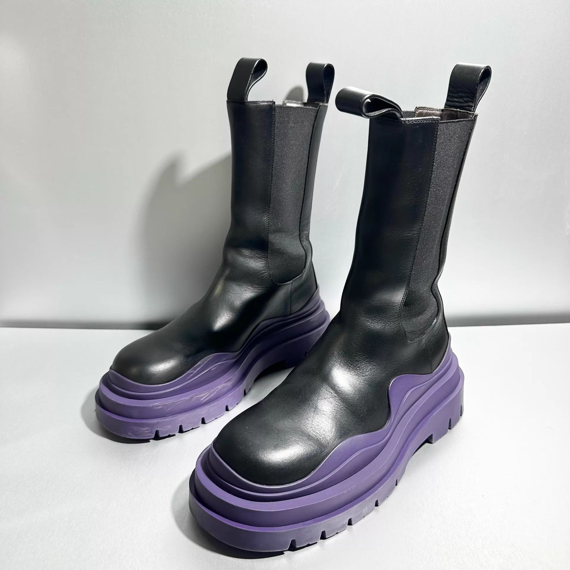Bottega Veneta Bv purple thick-heel mid-calf boots 38 99 new X6086 Size US 7.5 / IT 37.5 - 1 Thumbnail