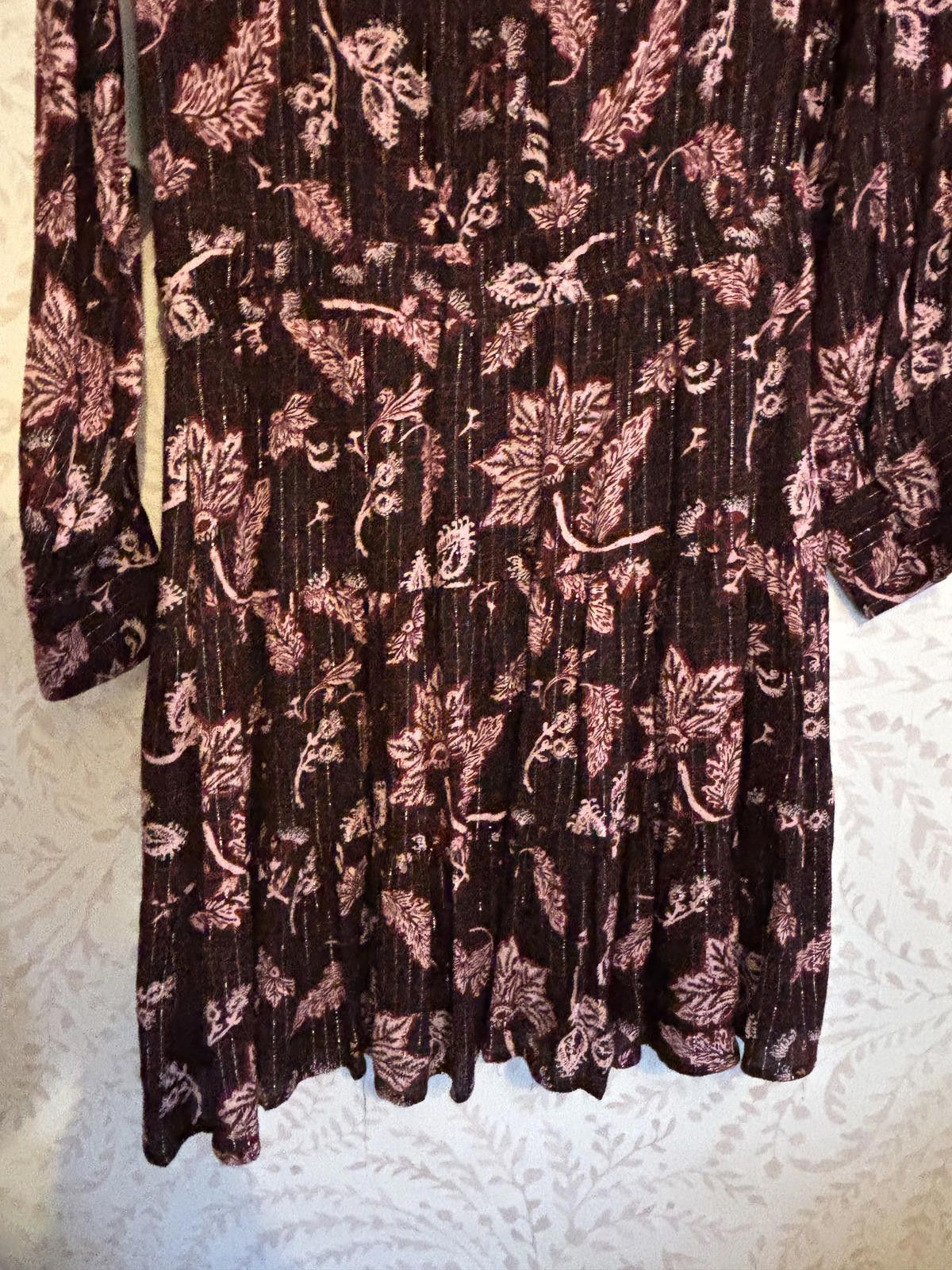 Nordstrom NWT Long Sleeve Floral Print Bow Lurex Dress Size M / US 6-8 / IT 42-44 - 8 Thumbnail