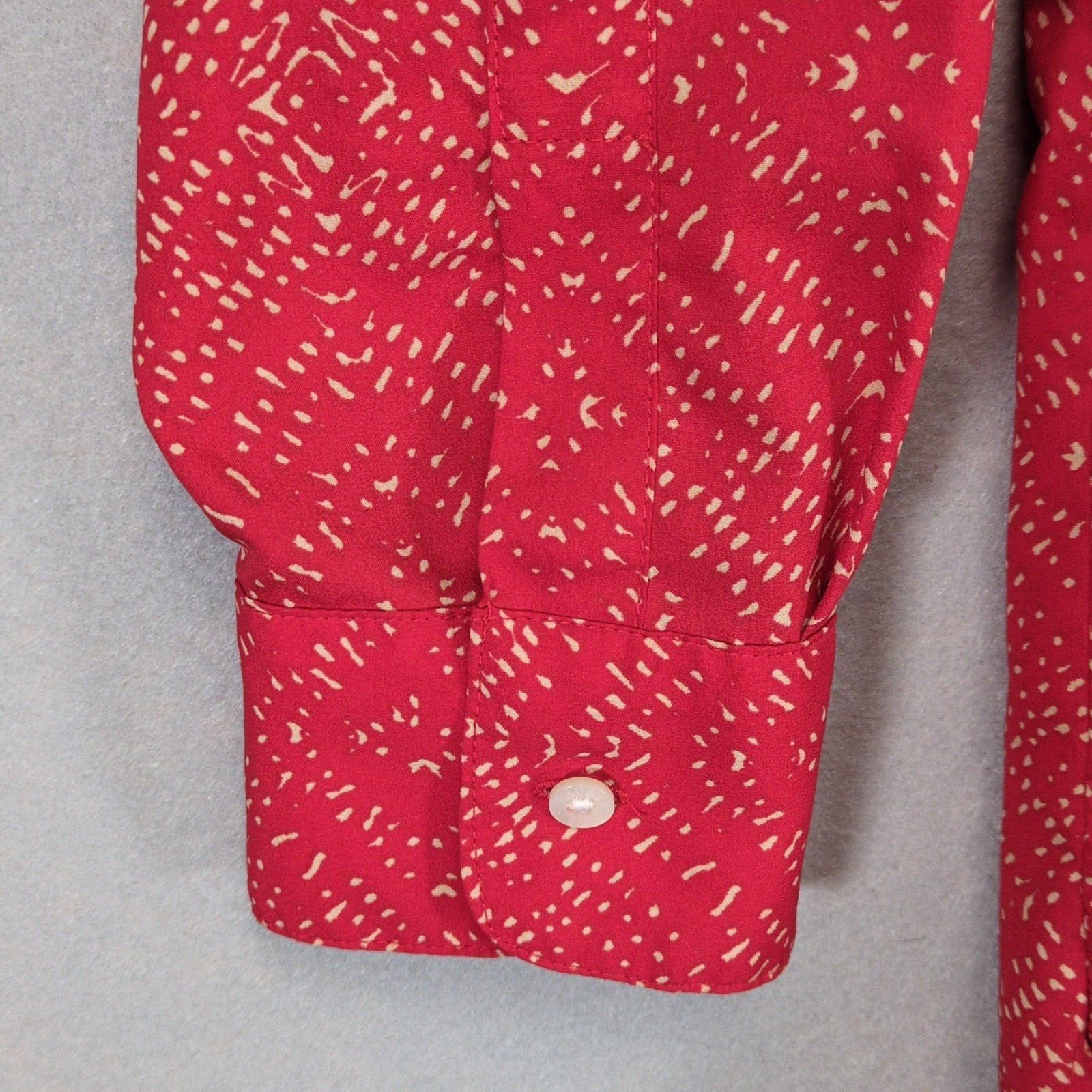 Lauren Ralph Lauren LRL Ralph Lauren Women's 1X Red Geometric Long Sleeve Blouse Size XL / US 12-14 / IT 48-50 - 4 Thumbnail