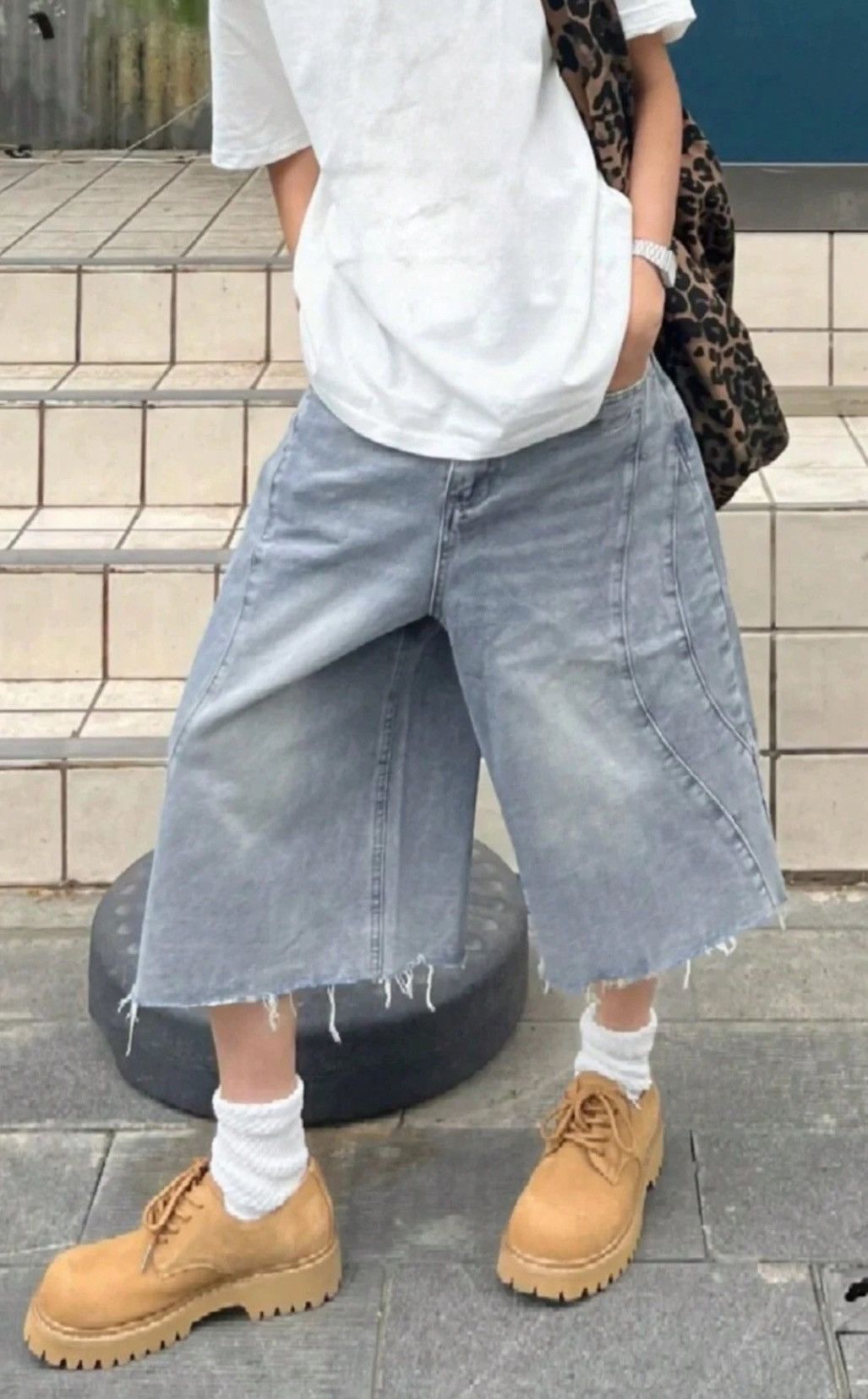 Jean Denim jeans jorts Y2K Drip shorts Size US 35 - 6 Thumbnail