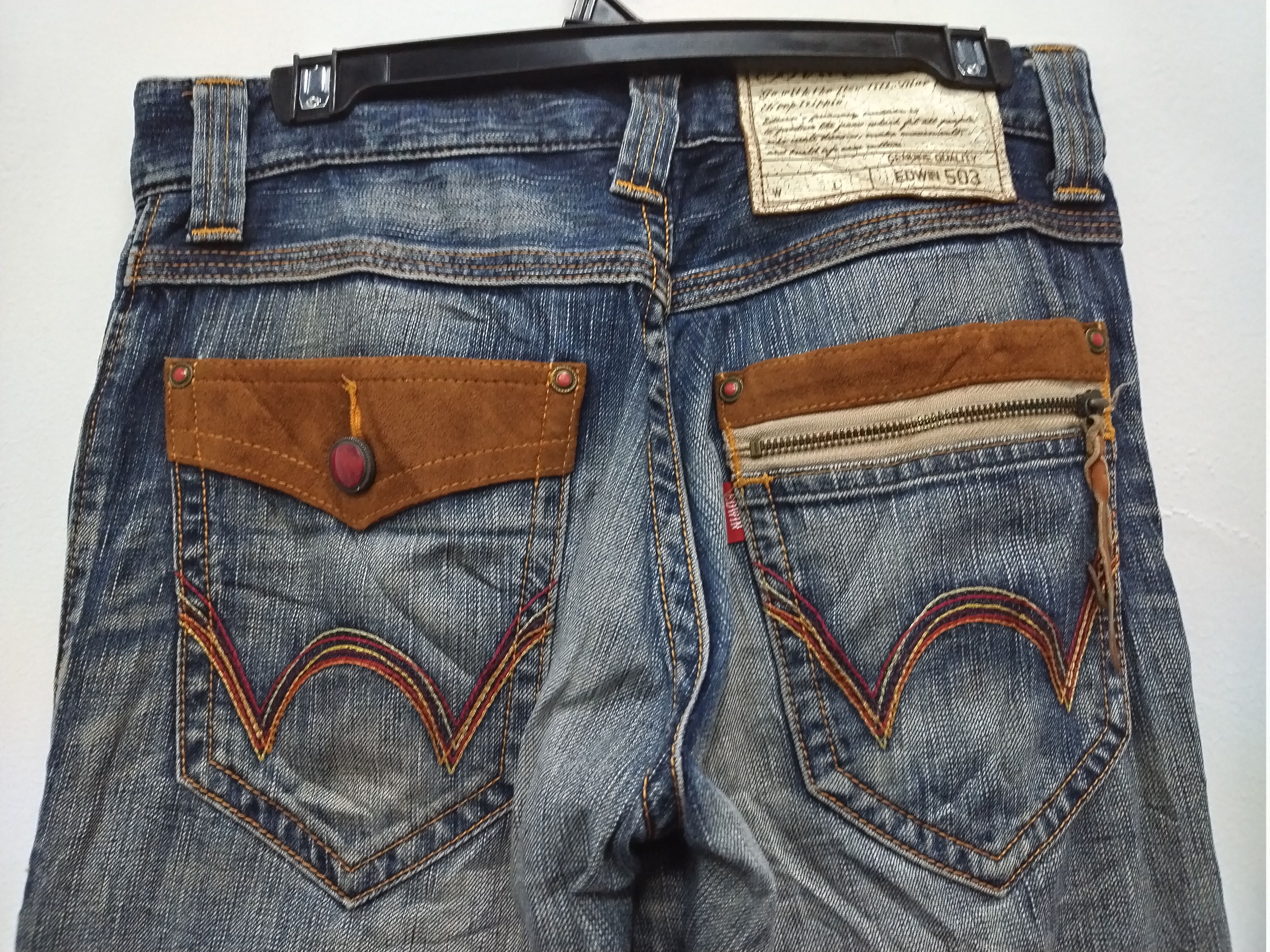 Edwin × Le Grande Bleu (L.G.B.) Nice patina & character vtg Edwin 503 Pearl Button Jeans Size US 30 / EU 46 - 13 Thumbnail