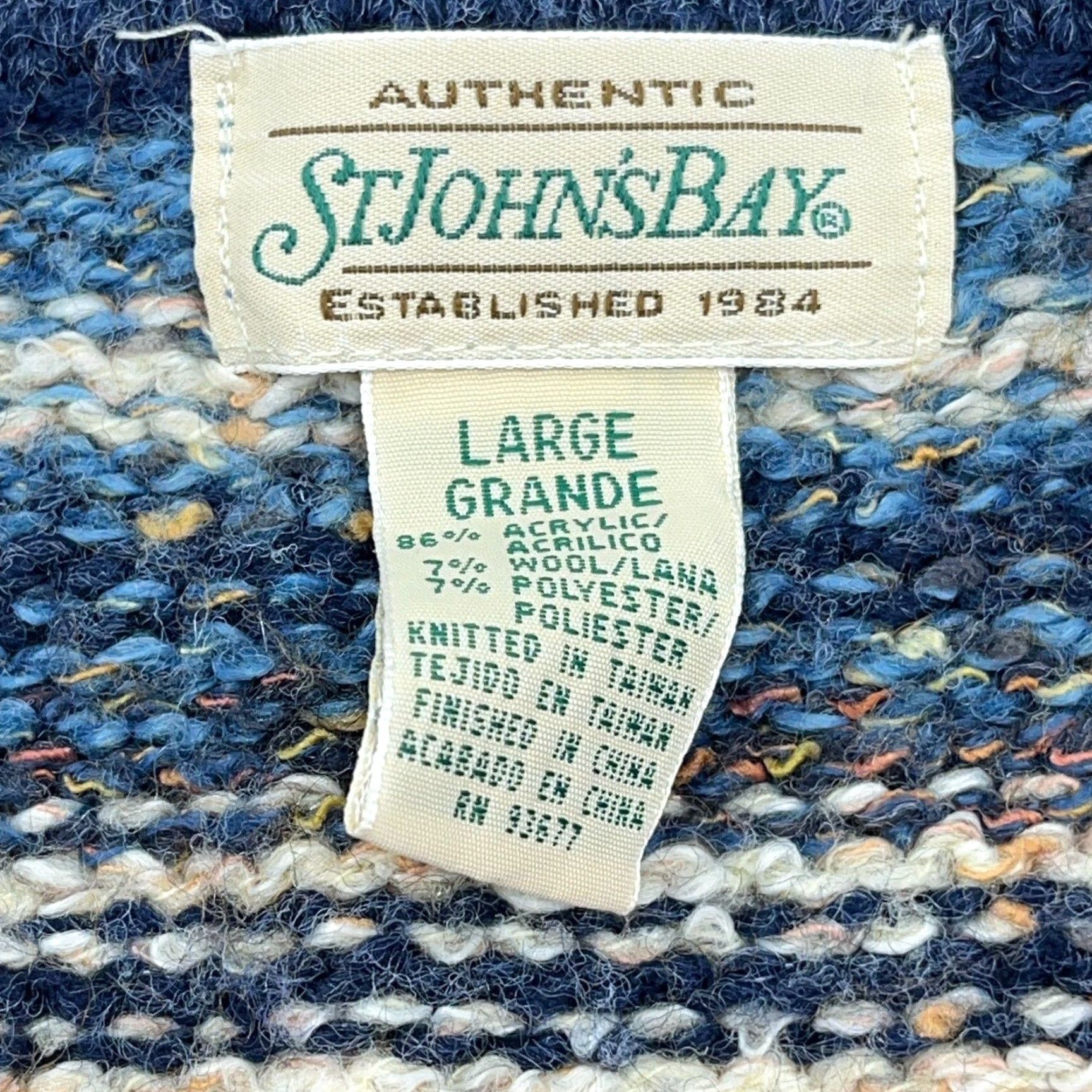 Vintage Vintage St Johns Bay Sweater Vest Women Large Blue Striped Full Zip Acrylic Wool Size L / US 10 / IT 46 - 6 Thumbnail