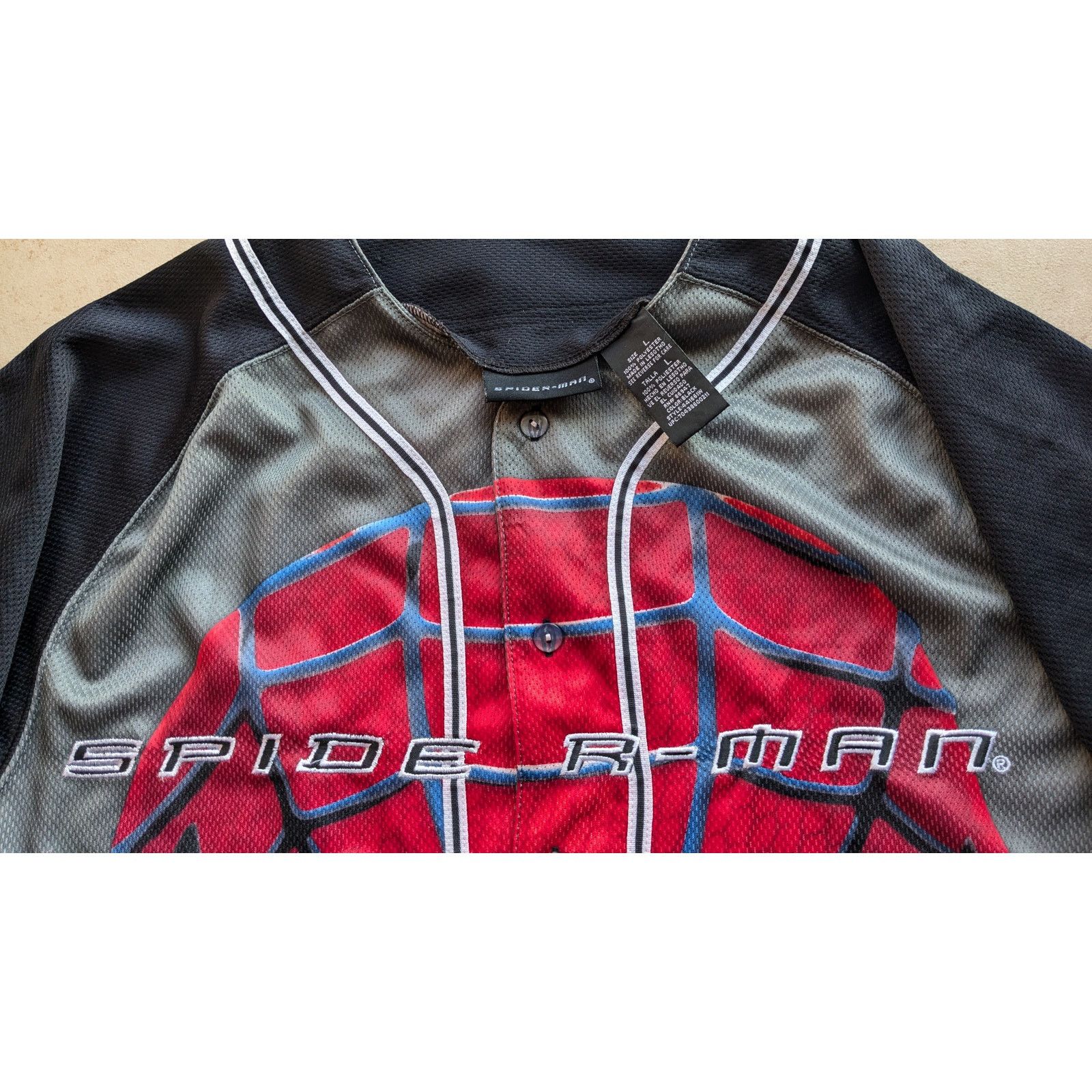 Marvel Comics × Spyder SPIDERMAN 2002 baseball AOP jersey black L Halloween vintage Size US L / EU 52-54 / 3 - 3 Thumbnail