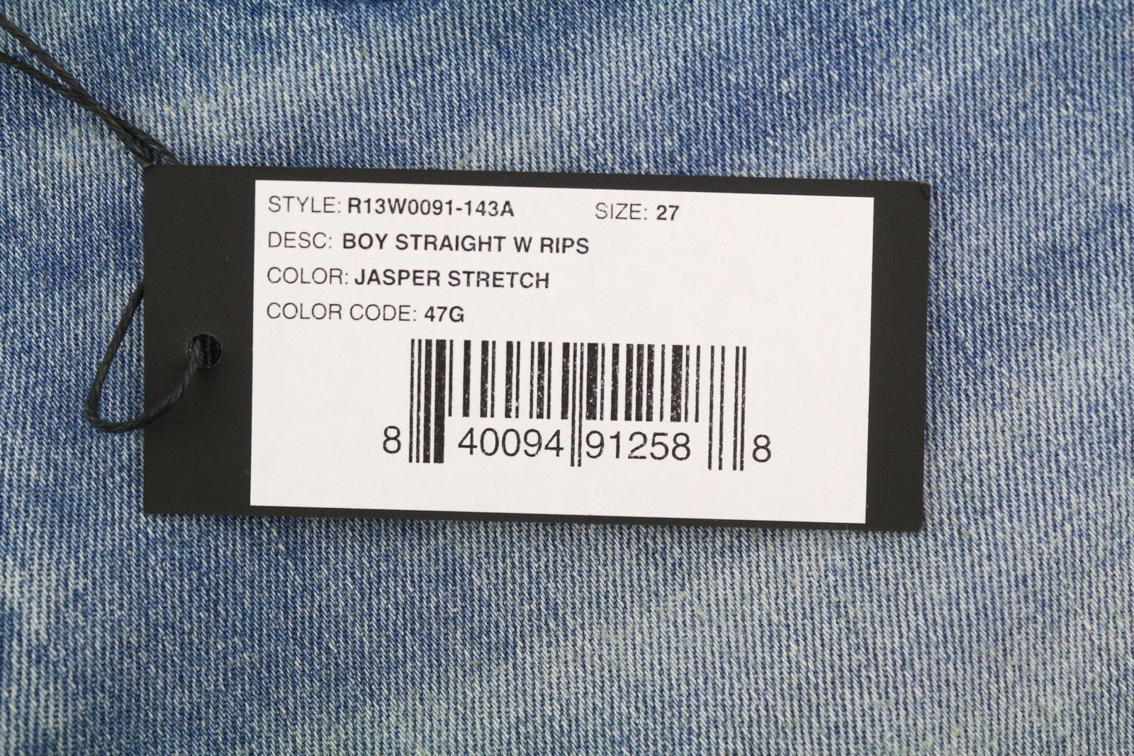 R13 BOY 27 Blue Jasper Stretch Washed Distress Zip Jeans 83158 Size 27" / US 4 / IT 40 - 6 Thumbnail