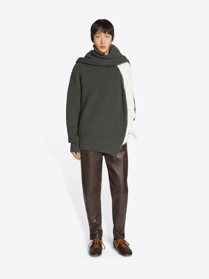 Dries Van Noten o1s22i1n1124 Linfold Tapered Leather Pant in Brown Size US 34 / EU 50 - 2 Thumbnail