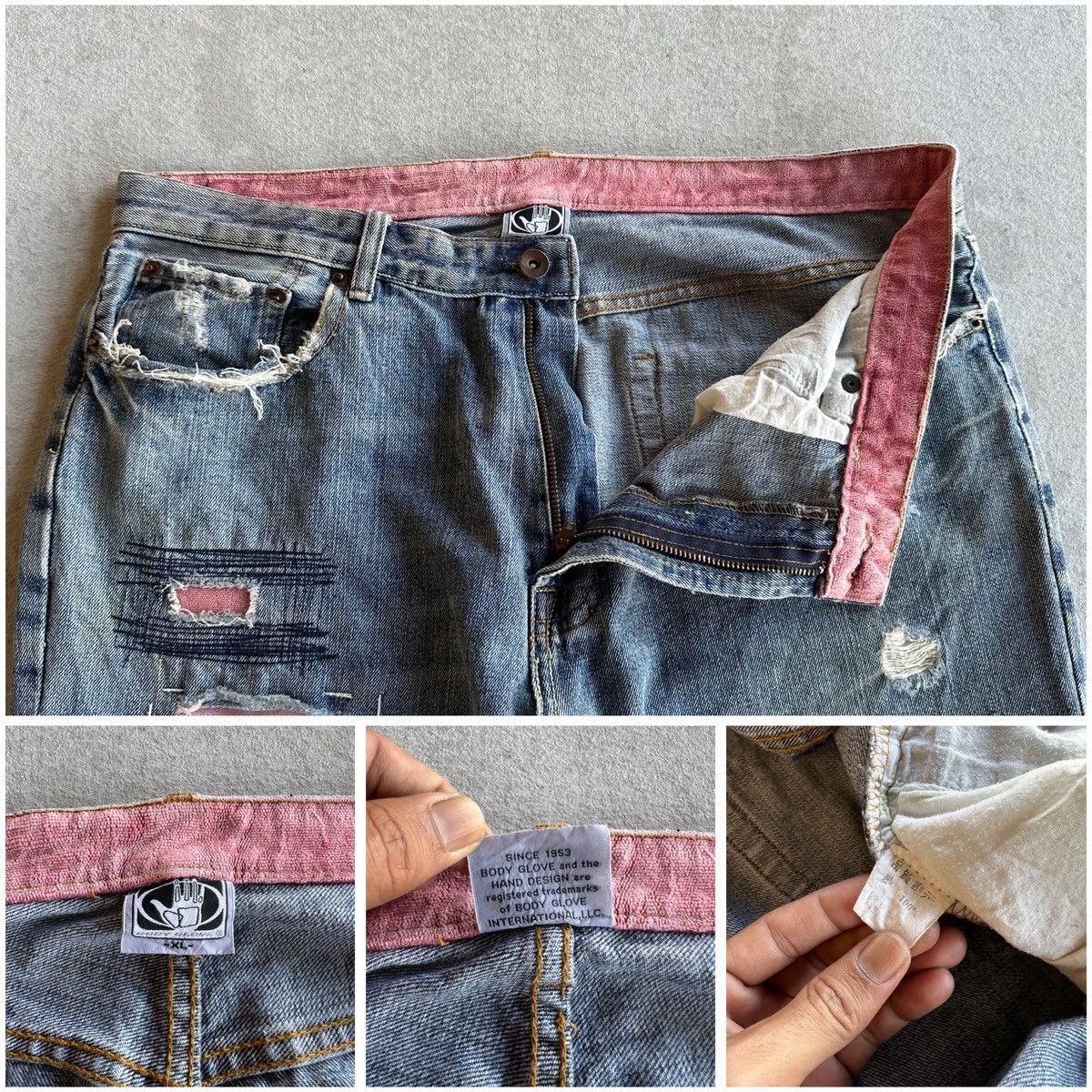 Body Glove SEND OFFER📌Vintage BODY GLOVE Ripped Distressed Denim Pants Size US 35 - 13 Thumbnail