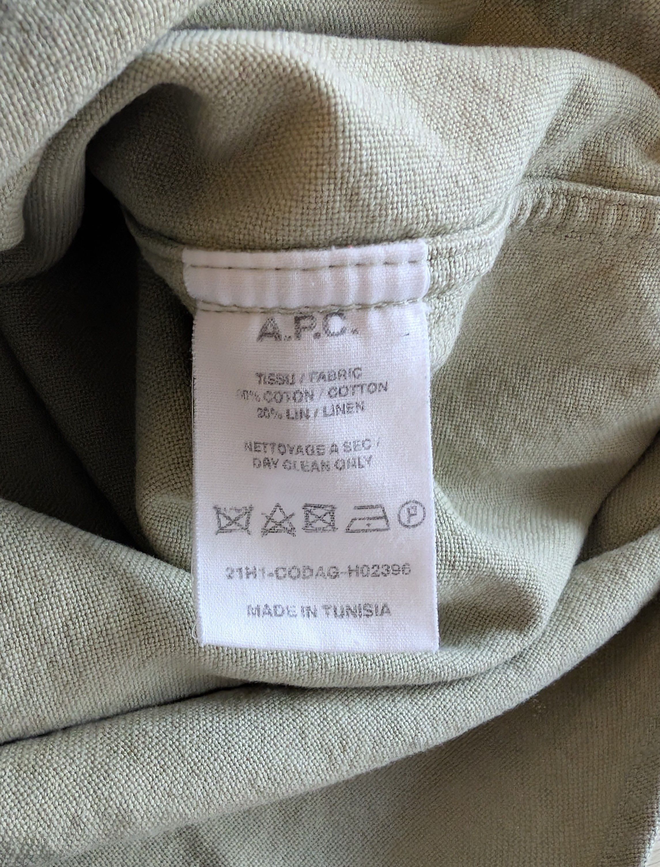 A.P.C. A.P.C. Cotton Linen Overshirt Deep Khaki Made in Tunisia Size US S / EU 44-46 / 1 - 4 Thumbnail