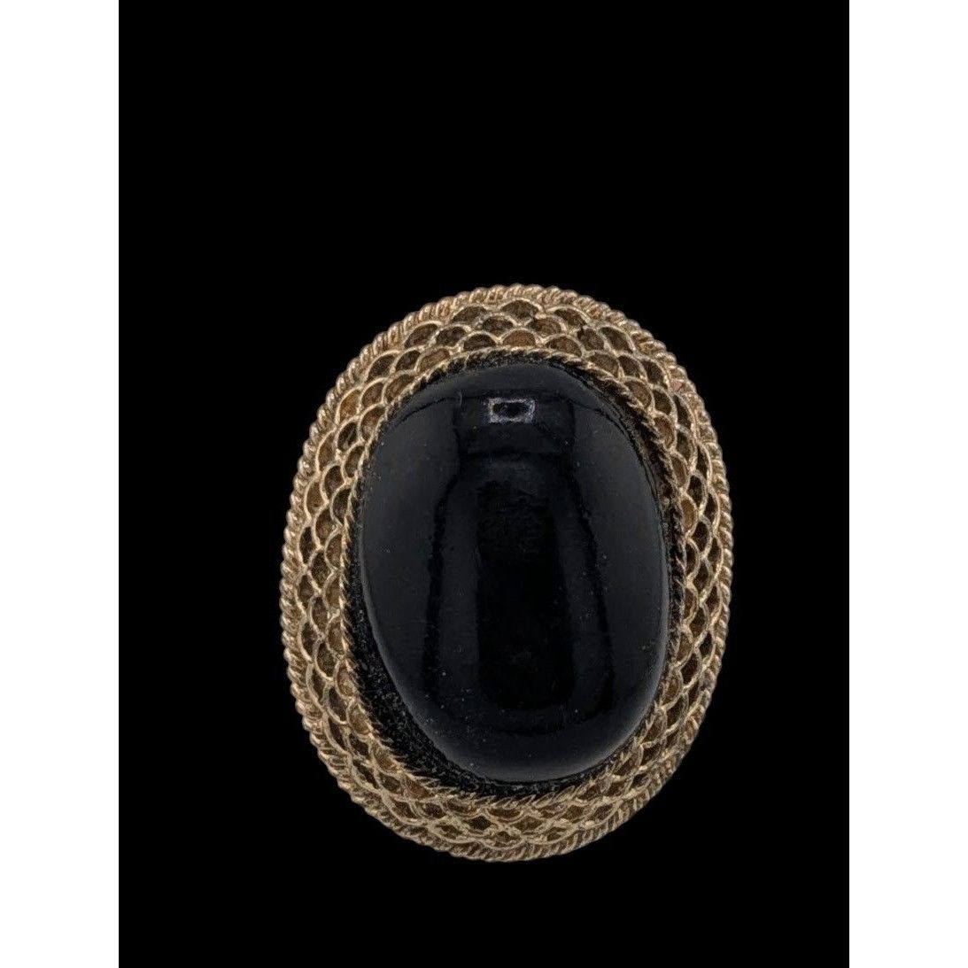 Other Vintage Gothic Black Cabochon Ring With Braided Gold Tone Be Size ONE SIZE - 1 Thumbnail