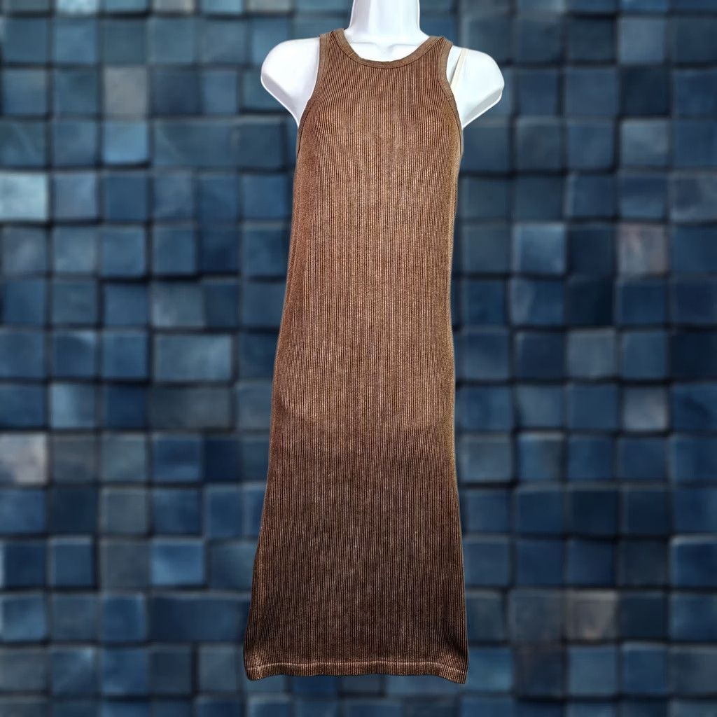 Vintage Crave Fame Women Midi Dress Brown Sleeveless Bodycon Stretch Casual M Size M / US 6-8 / IT 42-44 - 1 Thumbnail
