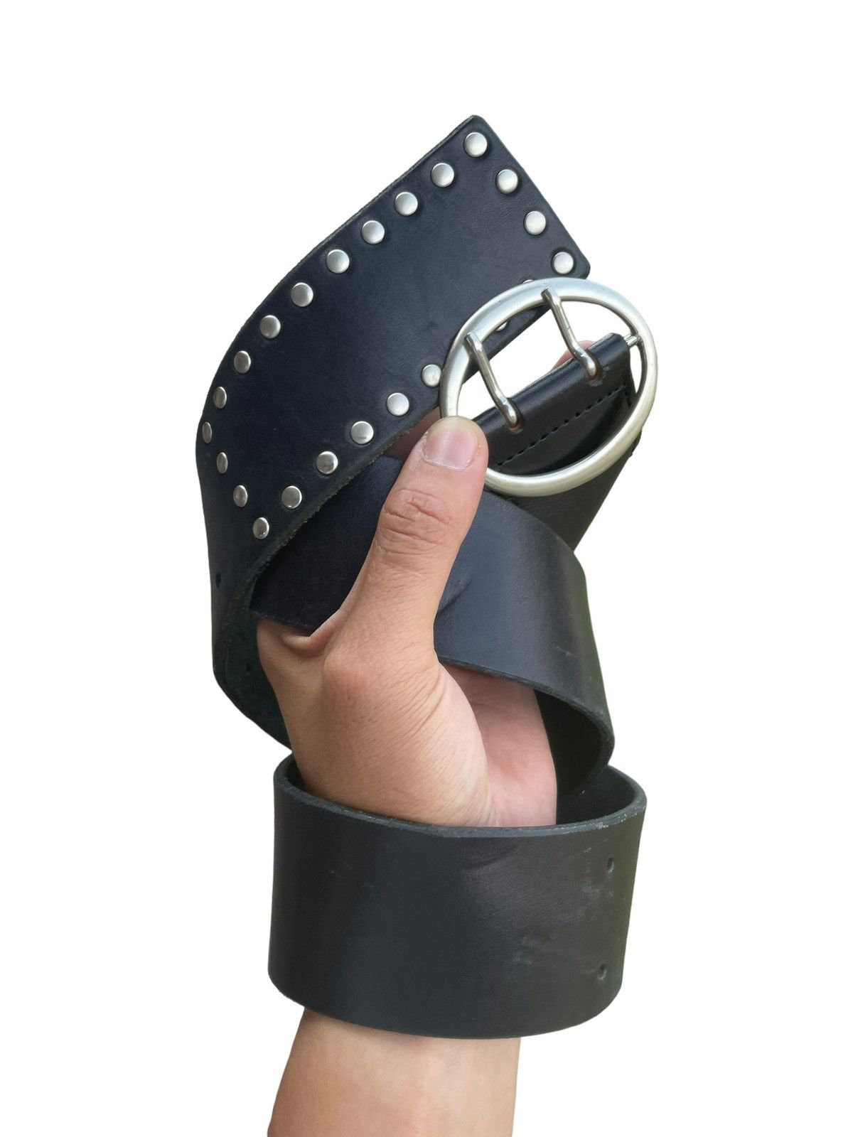 Yohji Yamamoto Y’s Yohji Yamamoto Studded Kenya Leather Belt Size ONE SIZE - 5 Thumbnail