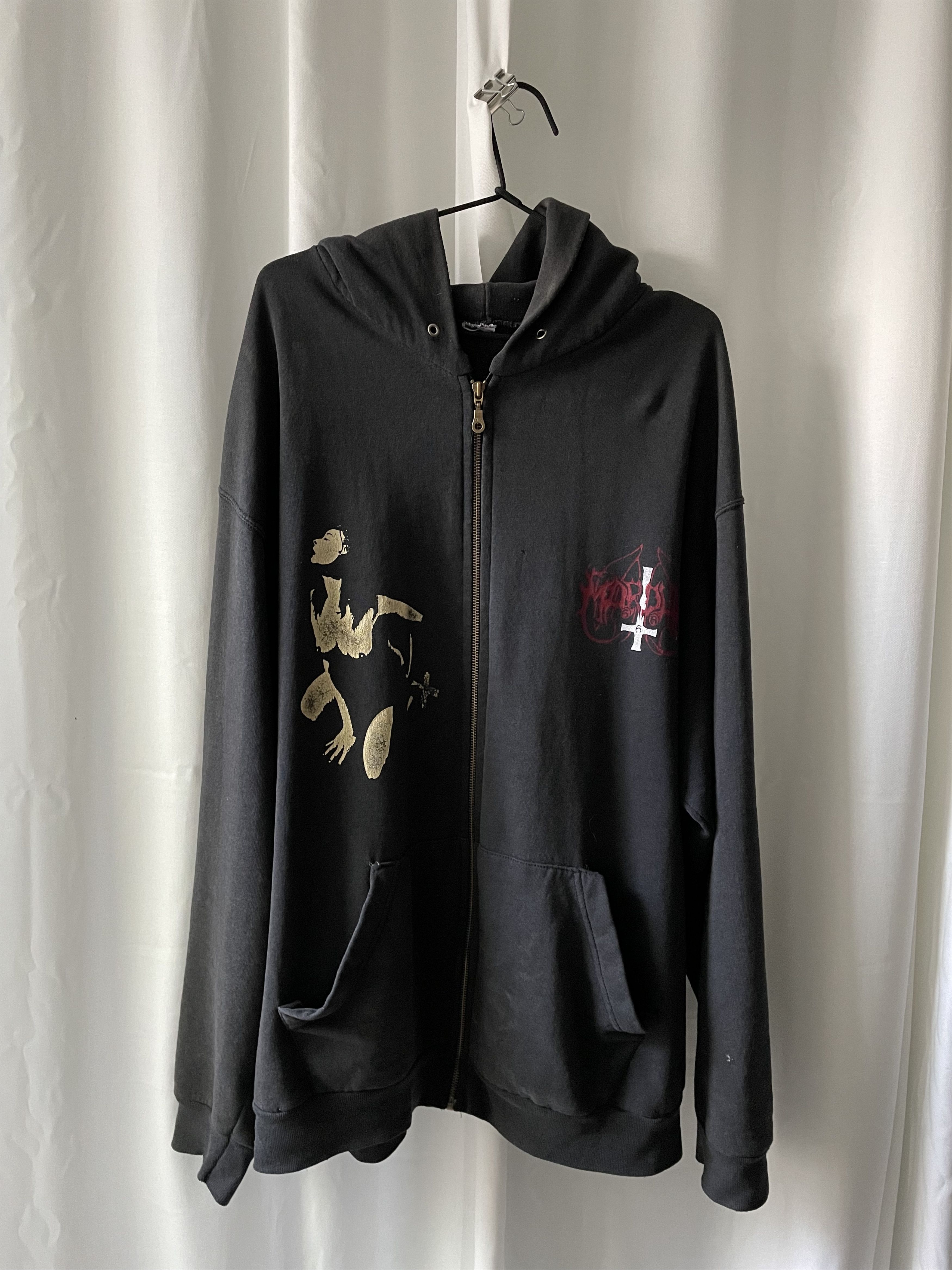 Vintage Vintage 90s Marduk "fuck me jesus" Zip up Hoodie Size US XXL / EU 58 / 5 - 1 Thumbnail