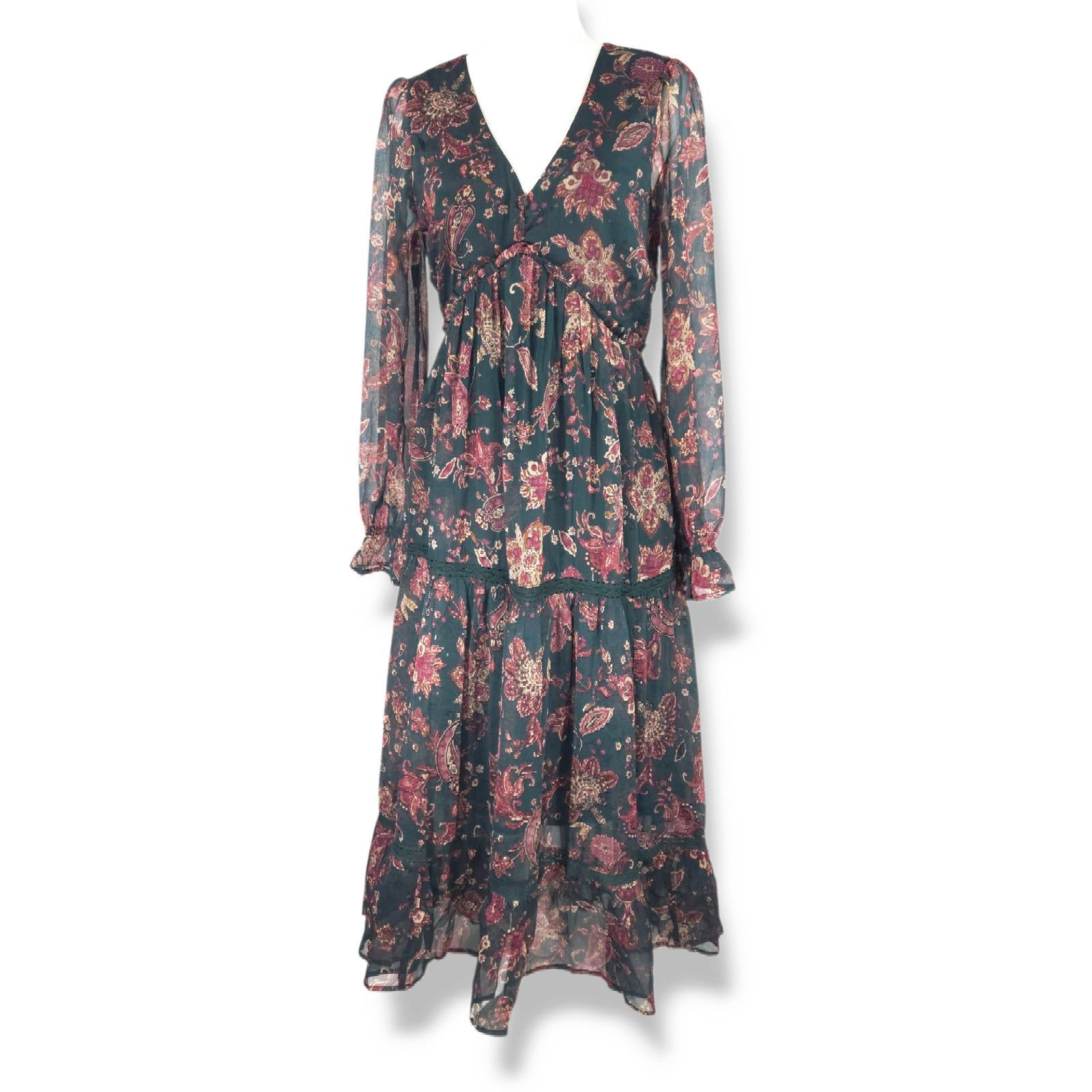 Other NWT Band of the Free Empire Midi Dress M 8-10 Pine Paisley Size M / US 6-8 / IT 42-44 - 4 Thumbnail