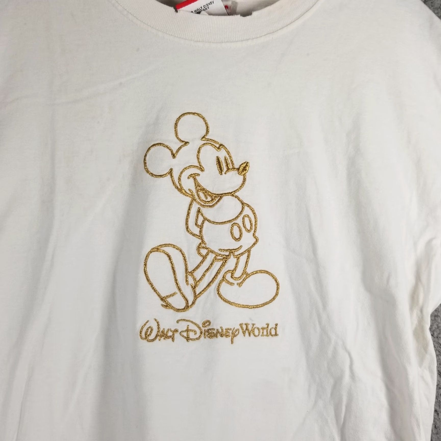 Disney VINTAGE Walt Disney World White Shirt Mens Large Mickey Mouse Embroidered Graphic Tee 90s Size US L / EU 52-54 / 3 - 2 Thumbnail
