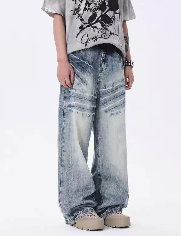 Japanese Brand VIBE Vintage washed azure blue baggy lightning jeans Size US 30 / EU 46 - 5 Thumbnail