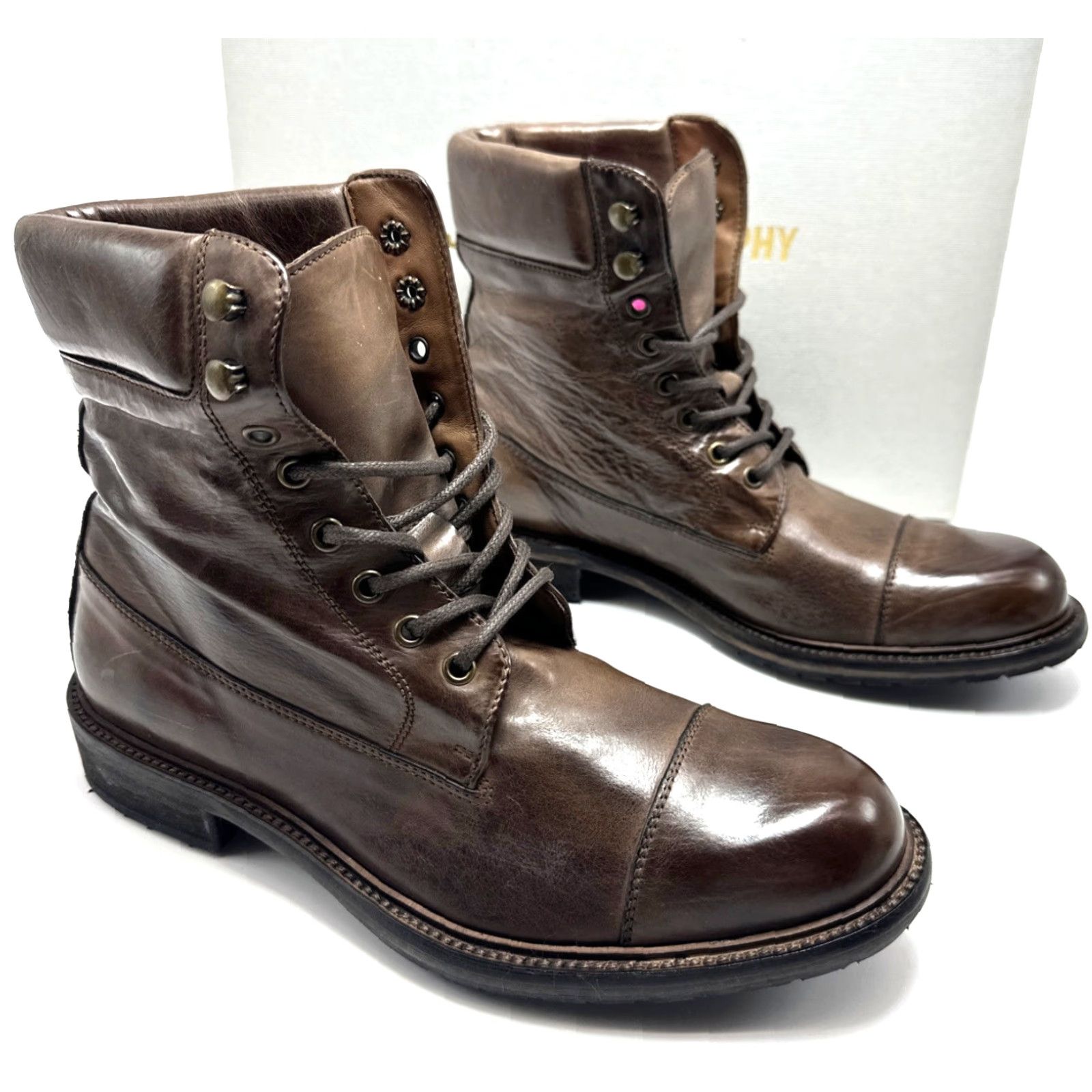 Johnston & Murphy Johnston & Murphy Lofting Cap Toe Boots M Dark Tan, 8, Leather, Distressed, Kanes 20-8856, Men, Boots Size ONE SIZE - 2 Thumbnail
