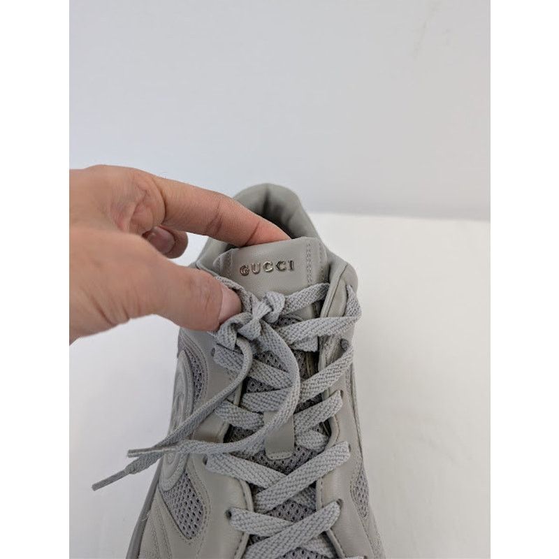 Gucci o1rshd1 Leather Ripple Low Top Sneaker in Grey Size US 12.5 / EU 45-46 - 15 Thumbnail