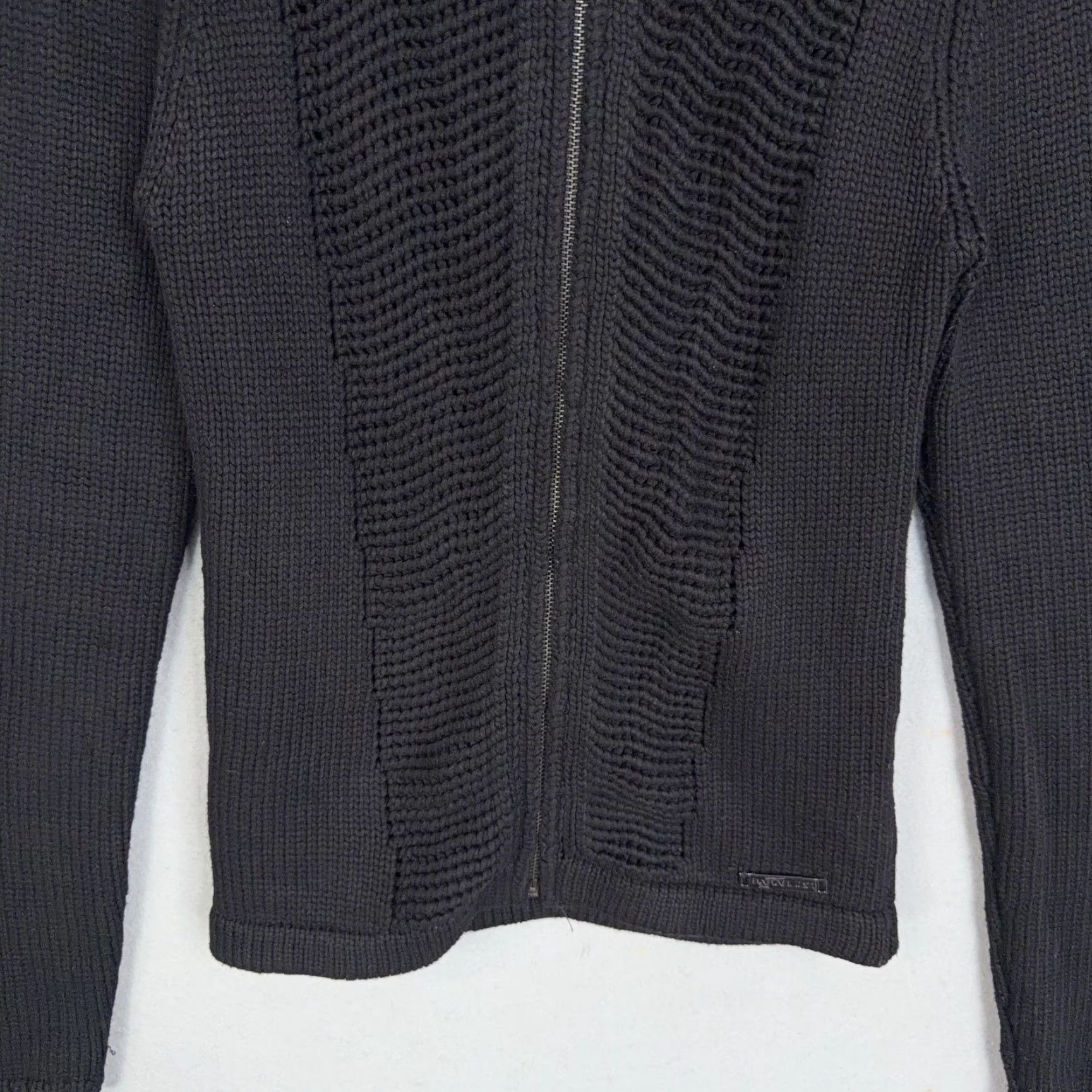 Parasuco Parasuco Sweater Womens Small Black Cardigan Urban Minimal Streetwear Casual Y2K 90s Hip Hop Full Zip Mock Neck Knit Heavyweight Zipper Size S / US 4 / IT 40 - 3 Thumbnail