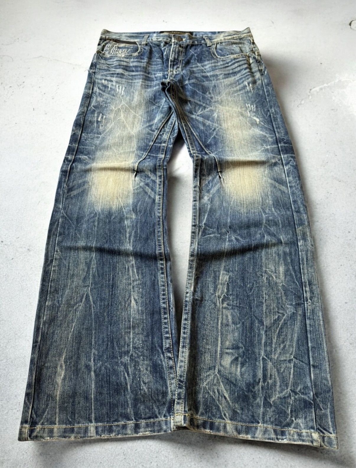 If Six Was Nine Red Peper Japan Faded Wrinkle Wash Flared Wide Leg Jeans Size US 36 / EU 52 - 1 Thumbnail