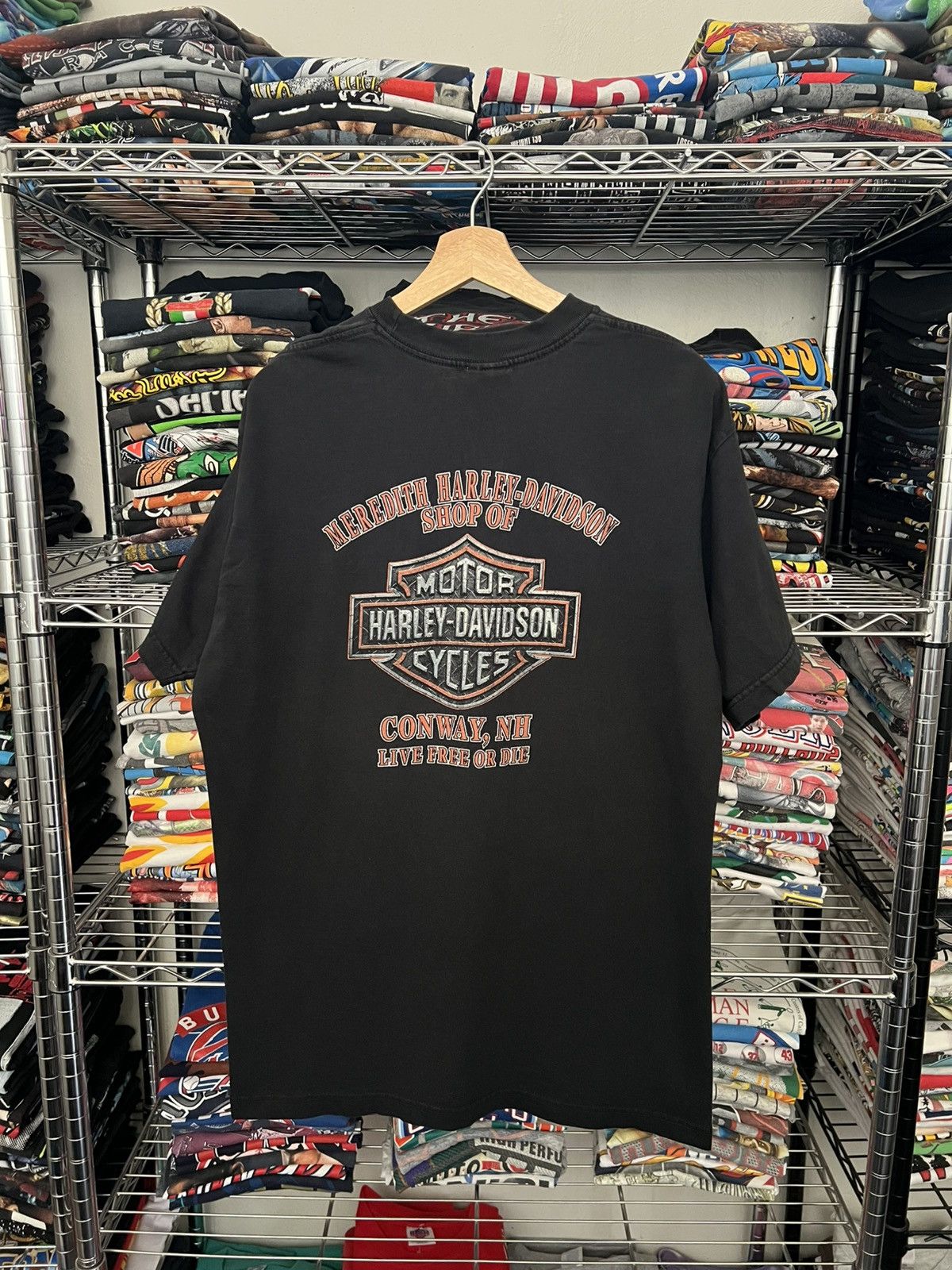 Harley Davidson 90s H-D American Legend Flaming Live Free or Die Tee Size US XL / EU 56 / 4 - 2 Thumbnail