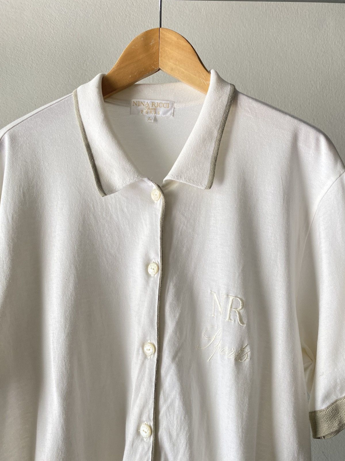 Nina Ricci NINA RICCI Sports PARIS Vintage White Knit Top Size L / US 10 / IT 46 - 3 Thumbnail