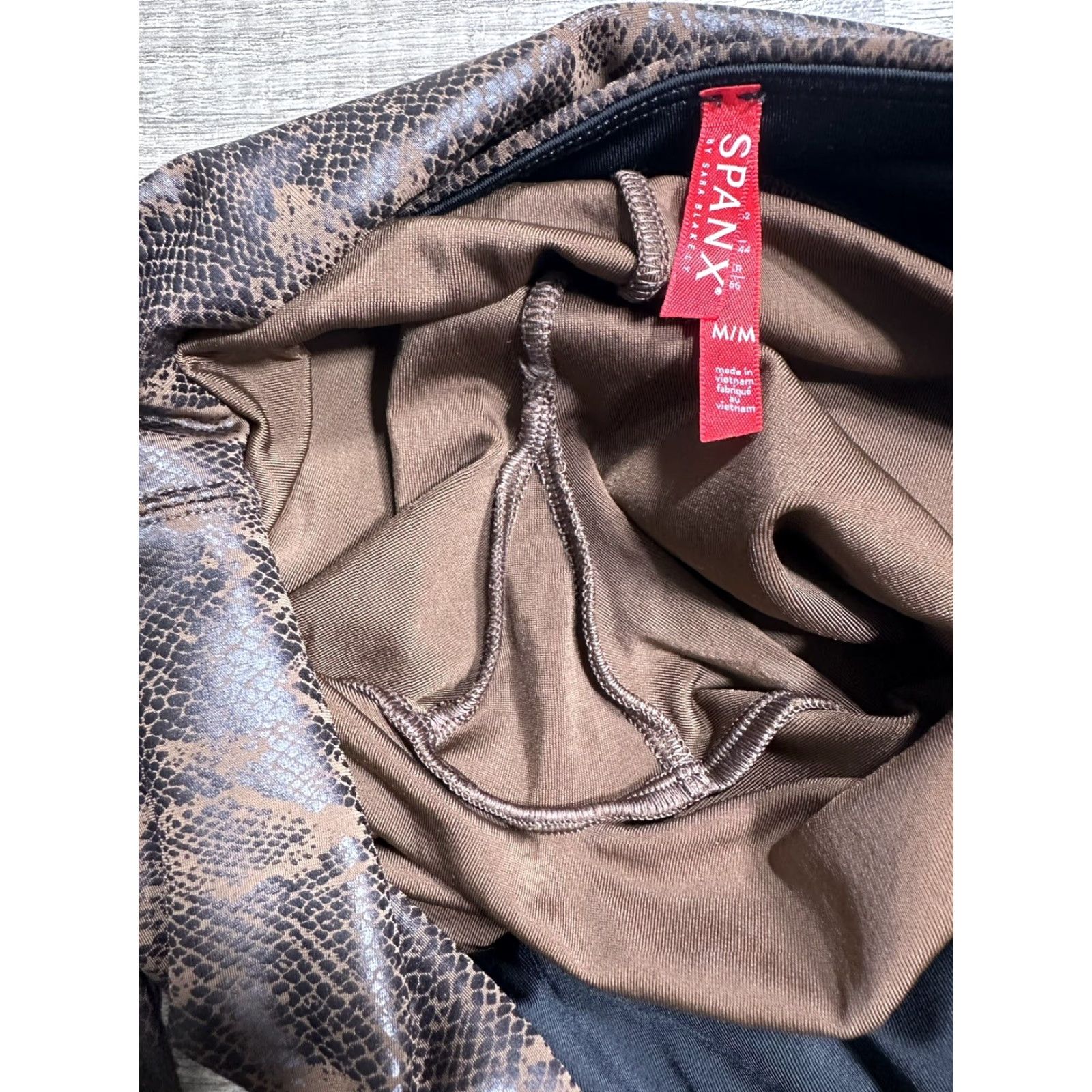Spanx Spanx Leggings Woman Medium Brown Faux Leather Snakeskin Animal Print Jegging Smart Details: Snake Pattern, Regular Size, M Size 32" / US 10 / IT 46 - 5 Thumbnail