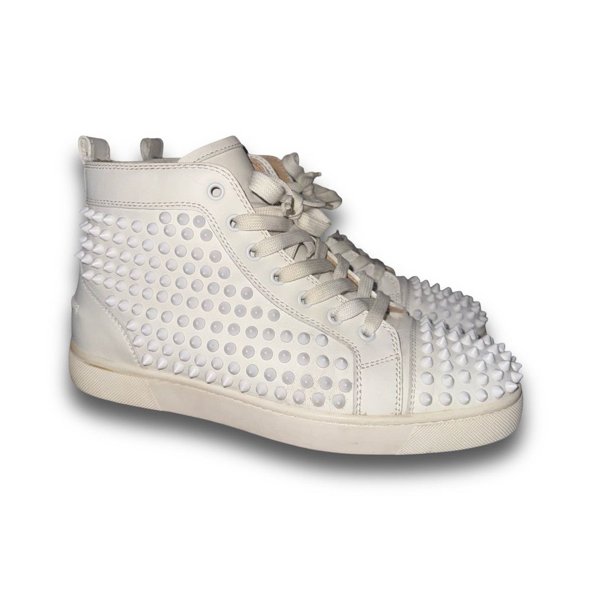 Christian Louboutin Christian Louboutin white/gold spike hightops Size US 7.5 / EU 40-41 - 3 Thumbnail