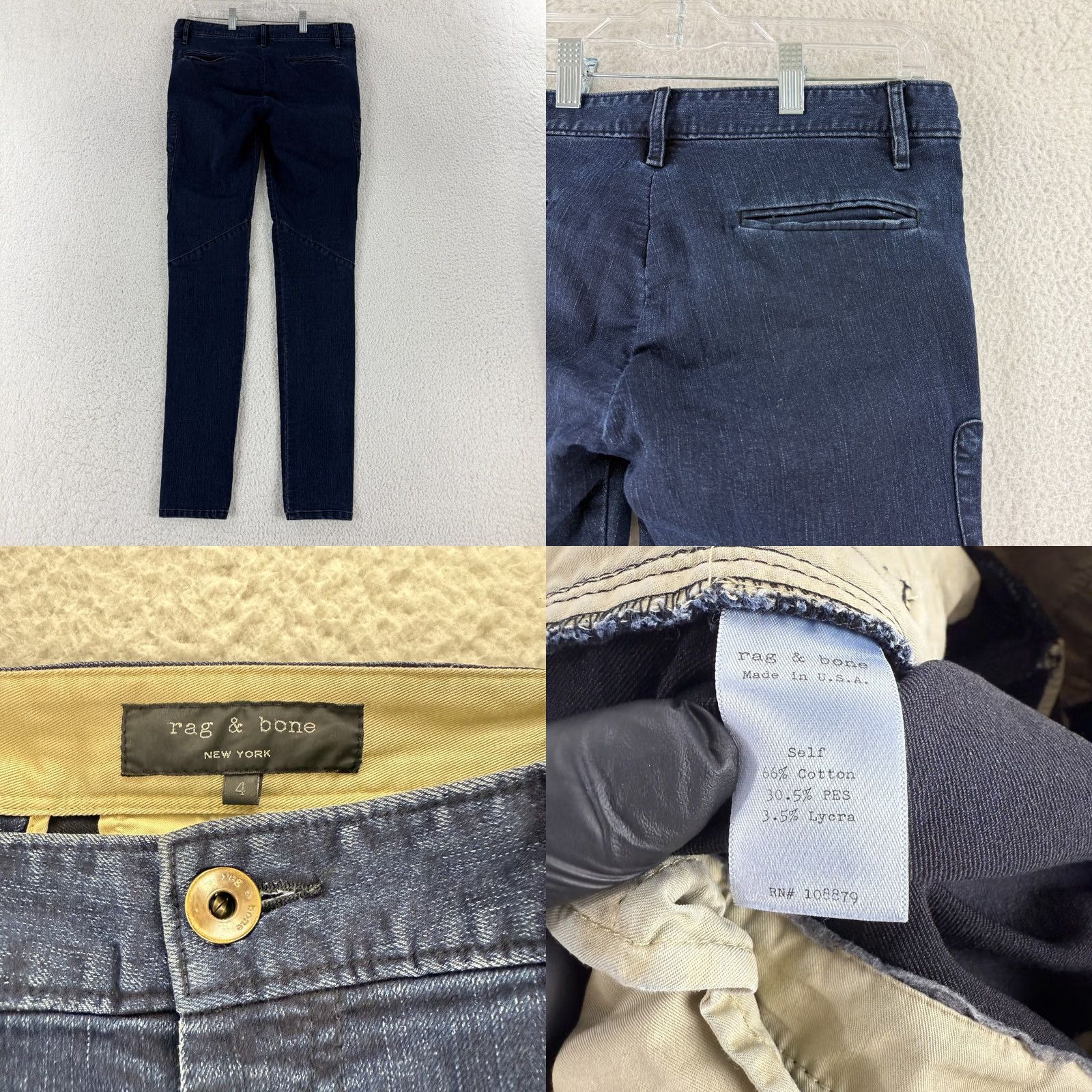 Rag & Bone Rag & Bone Jeans Womens Size 4 Blue Denim Skinny Low Rise Cargo Pocket Zip Size 27" / US 4 / IT 40 - 9 Thumbnail