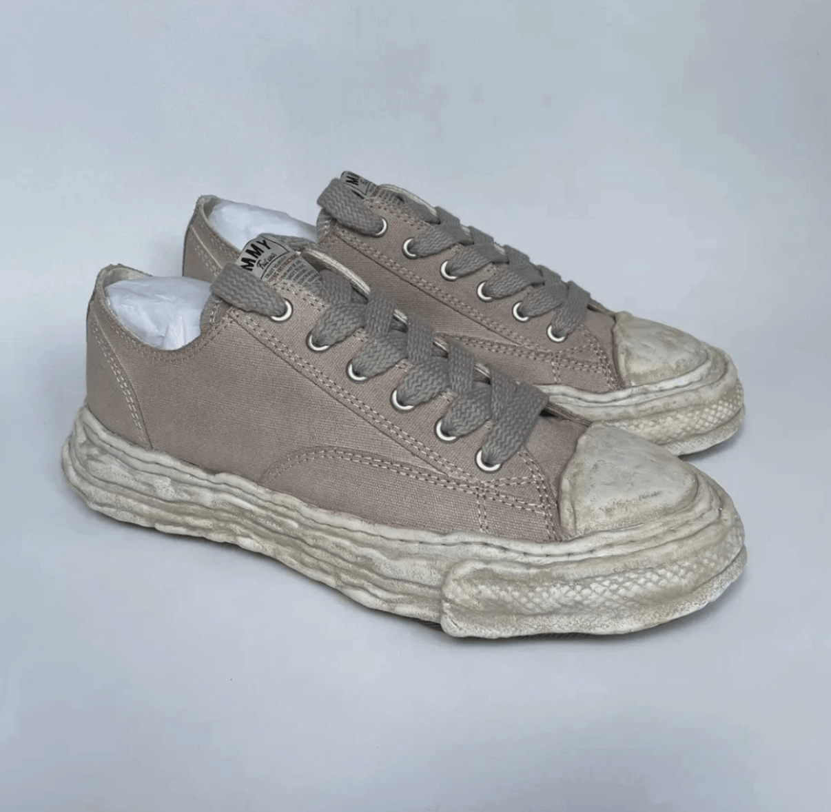 Maison MIHARA YASUHIRO Over Dyed Tan Canvas ‘Peterson’ Trainers Size US 12 / EU 45 - 11 Thumbnail