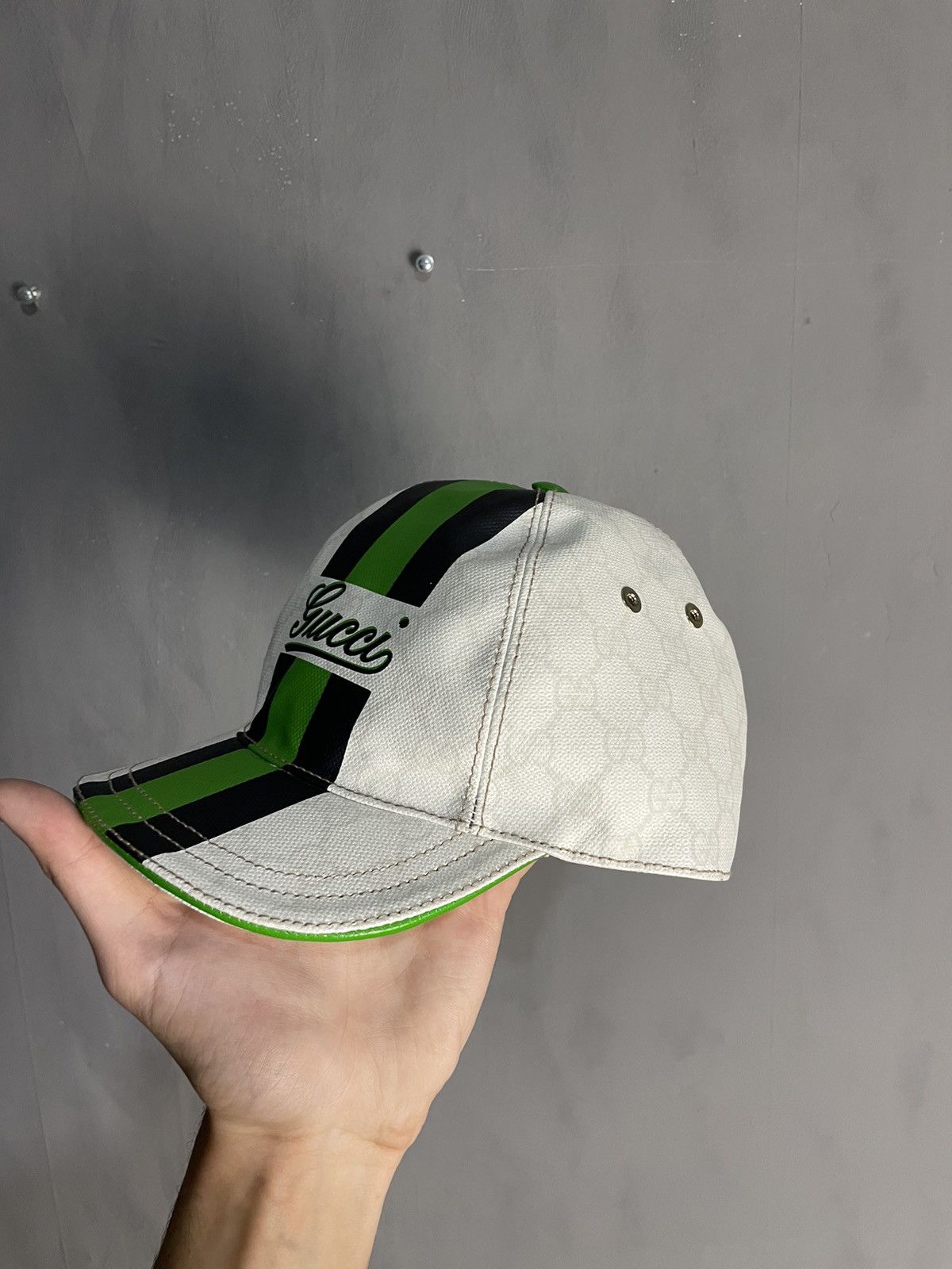 Gucci Mens Gucci Cap White Leather Size XL Monogram Size ONE SIZE - 3 Thumbnail