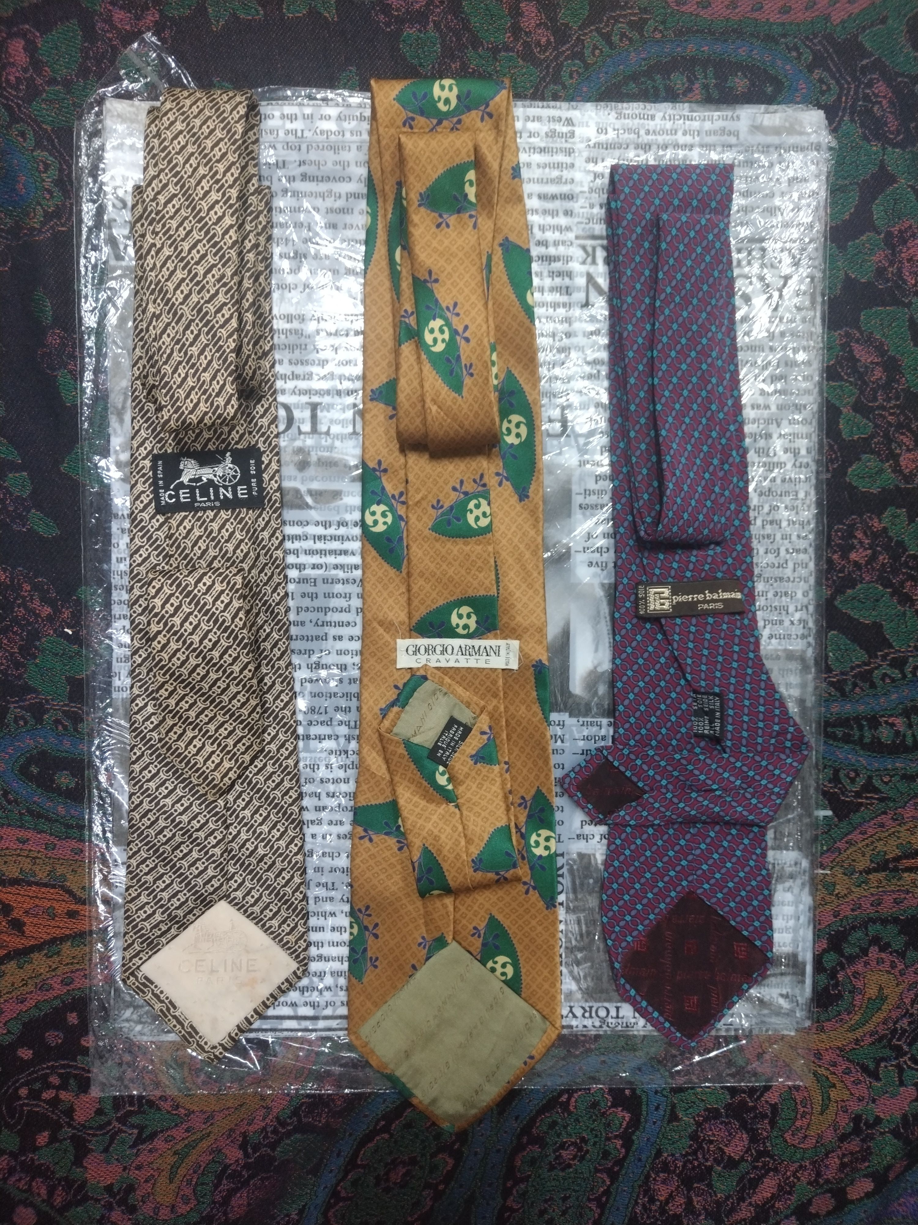 The Tie Bar × Vintage Lot of 3 VTG CELINE GIORGIO ARMANI & PIERRE BALMAIN NECKTIE Size ONE SIZE - 9 Thumbnail
