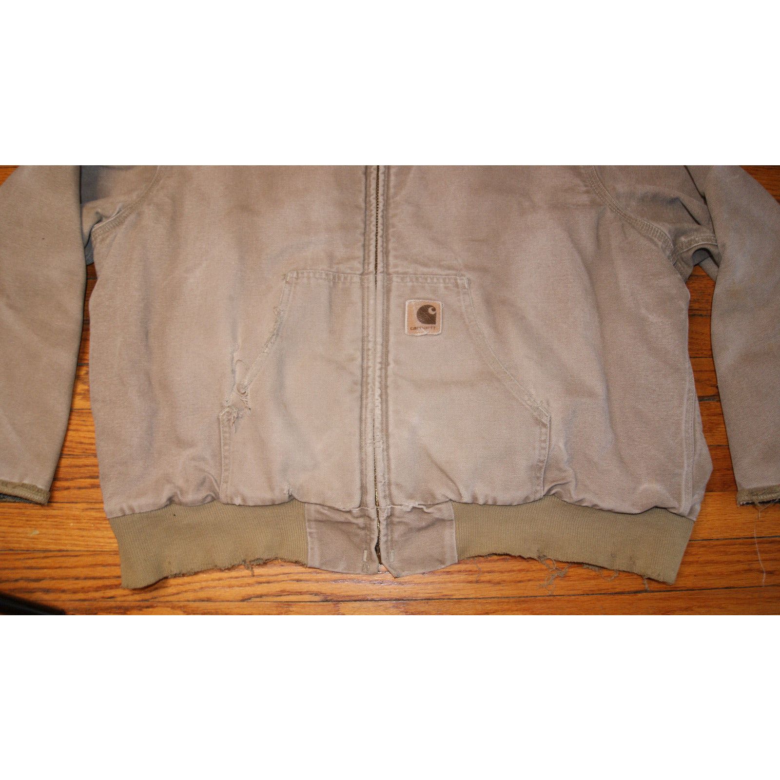 Carhartt VTG Carhartt Hooded Fleece Lined Canvas Coat XL Distress USA Size US XL / EU 56 / 4 - 7 Thumbnail