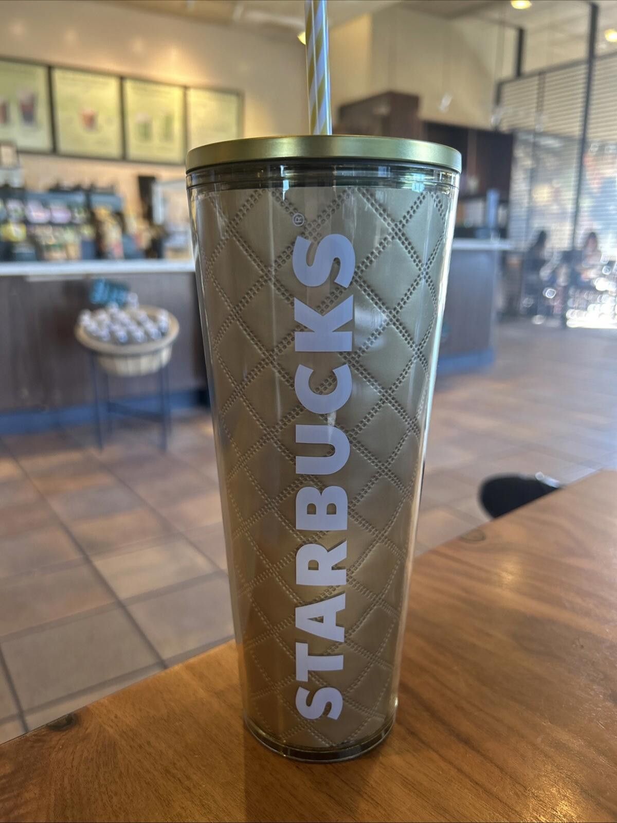 Designer 2024 STARBUCKS HOLIDAY METALLIC GOLD QUILTED TUMBLER CUP Size ONE SIZE - 2 Thumbnail