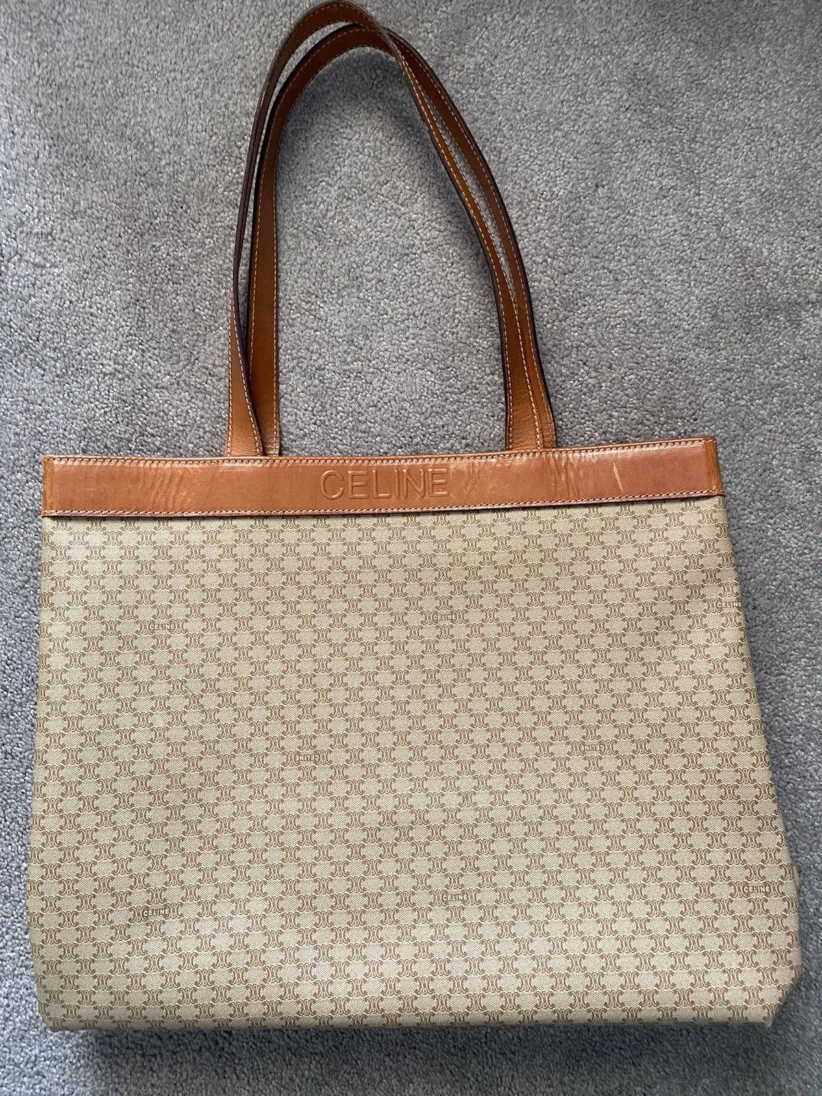 Celine Vintage CELINE Macadam PVC & Leather Tote Bag Size ONE SIZE - 2 Thumbnail