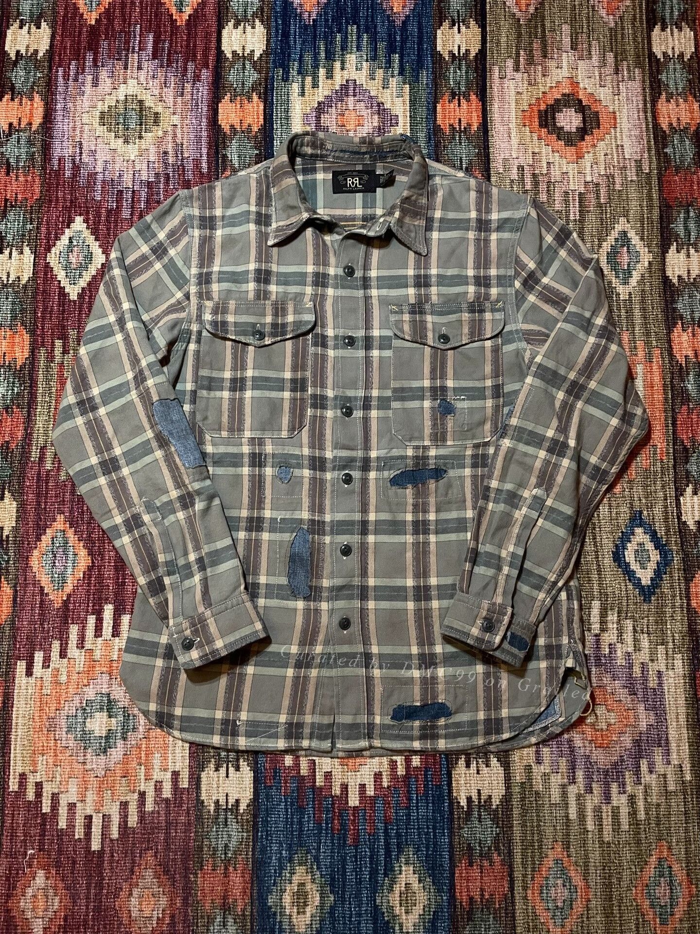 RRL Ralph Lauren RRL Distressed Patchwork Plaid Work Shirt Size US M / EU 48-50 / 2 - 1 Thumbnail