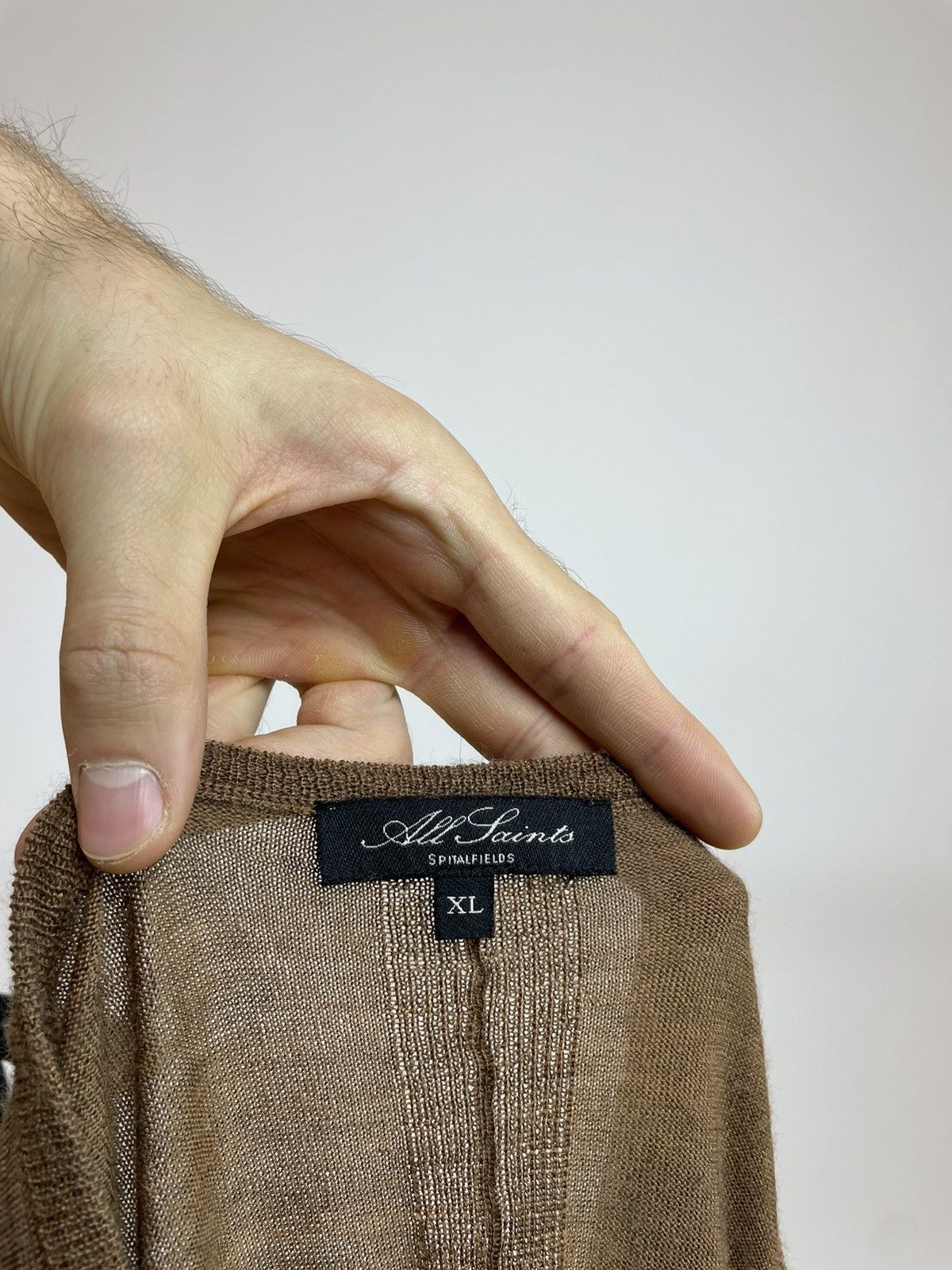 Allsaints ALLSAINTS sweater Merino Wool brown V-neck Mens size XL Size US XL / EU 56 / 4 - 7 Thumbnail