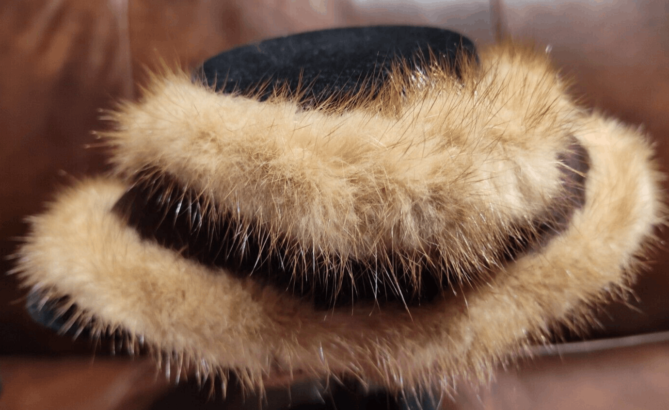 Vtg Genuine Minkfur 37 x3 Belt w/Rhinestone Buckle
