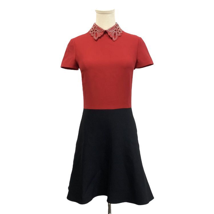 Valentino Valentino Studded Leather Collar Two-Tone Dress Size 38 Size XS / US 0-2 / IT 36-38 - 1 Thumbnail