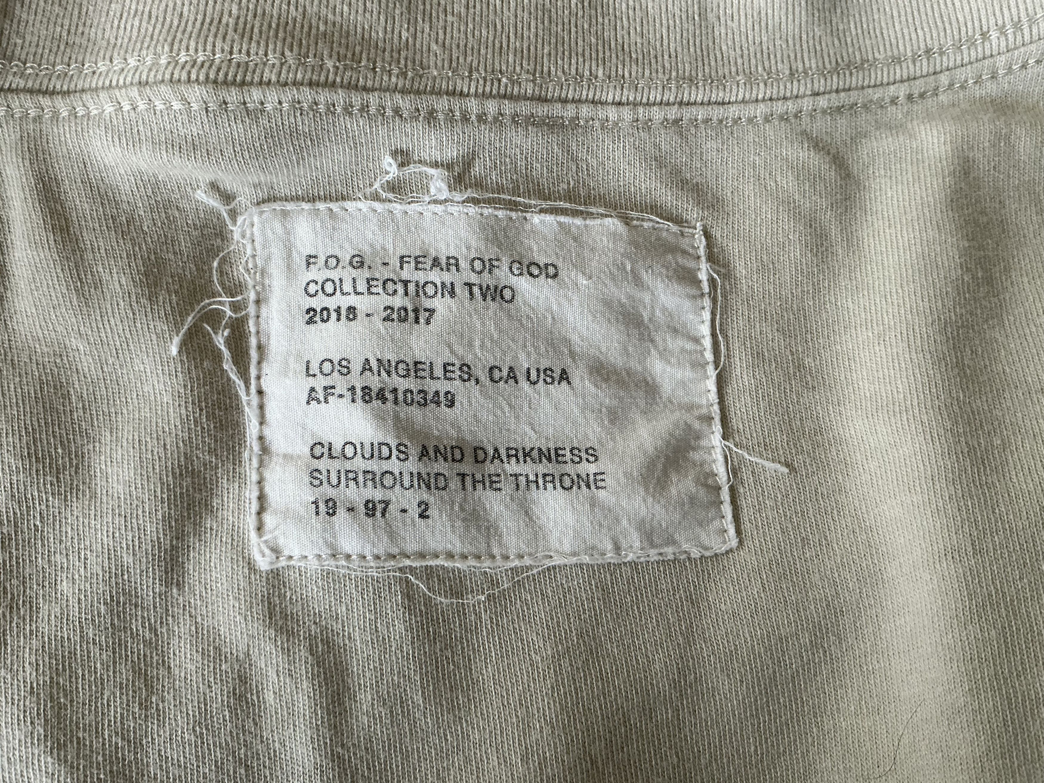 Fear of God Fog Fear of God collection two 2016-2017 cream T-shirt Size US L / EU 52-54 / 3 - 6 Thumbnail