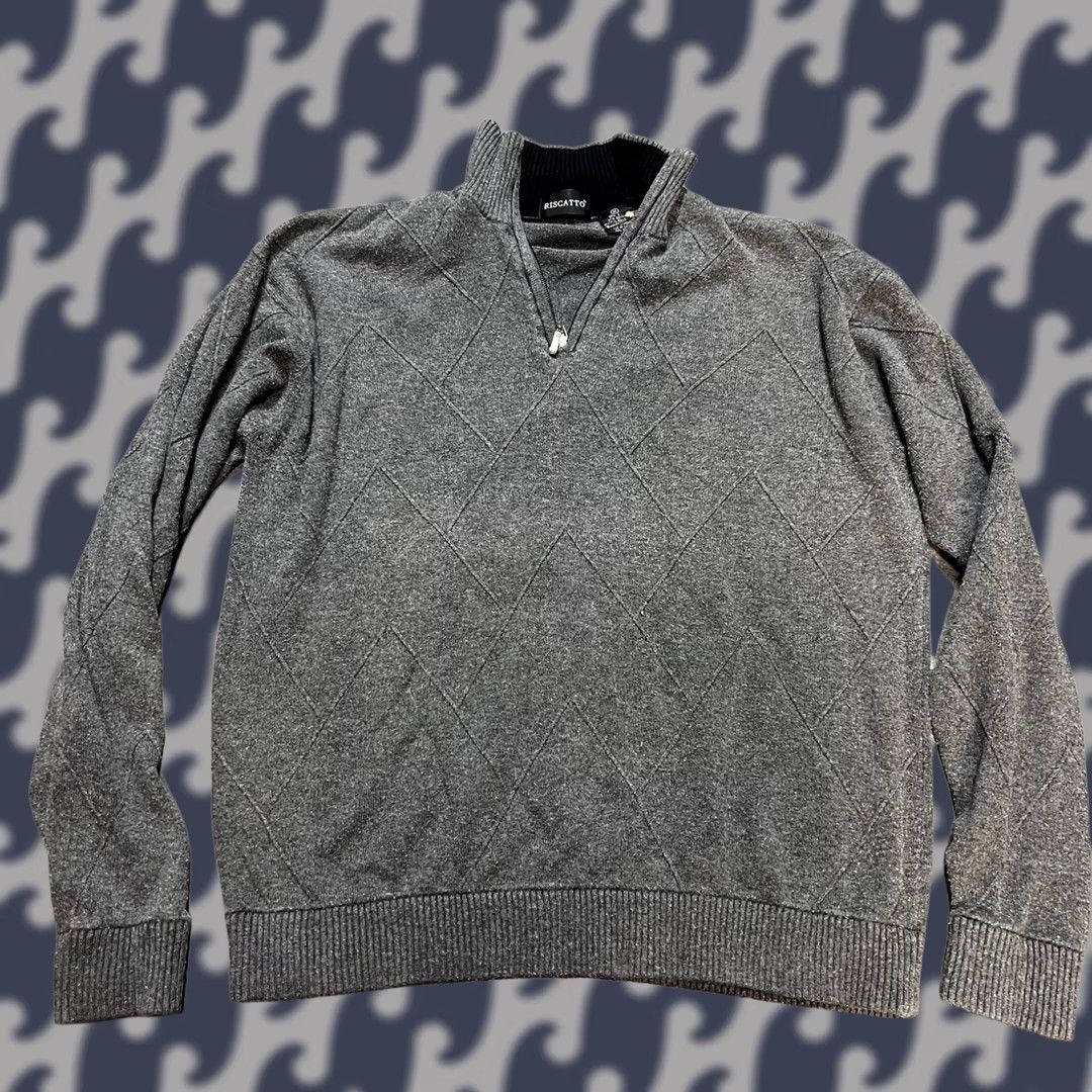 Vintage Riscatto Sweater Mens M Gray Cotton Cashmere Blend Zip Neck Size US M / EU 48-50 / 2 - 1 Thumbnail