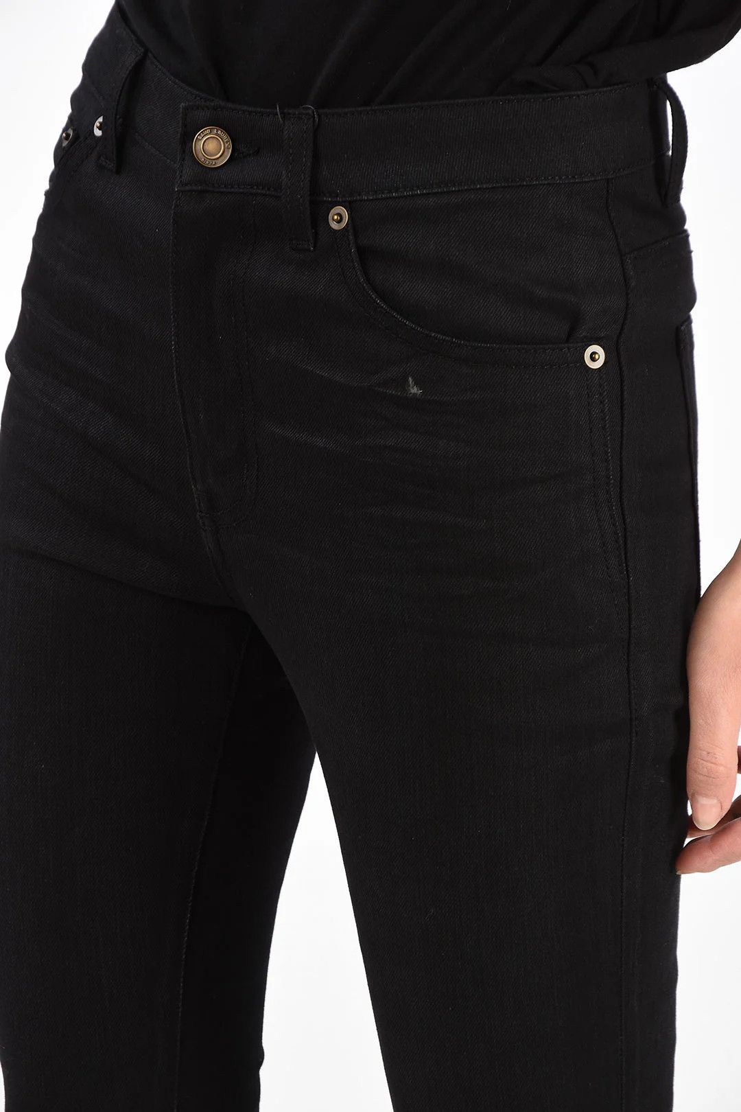 Saint Laurent Paris og1mm0326High-Waist Slim Fit Jeans in Black Size 25" / US 0 / IT 36 - 3 Thumbnail