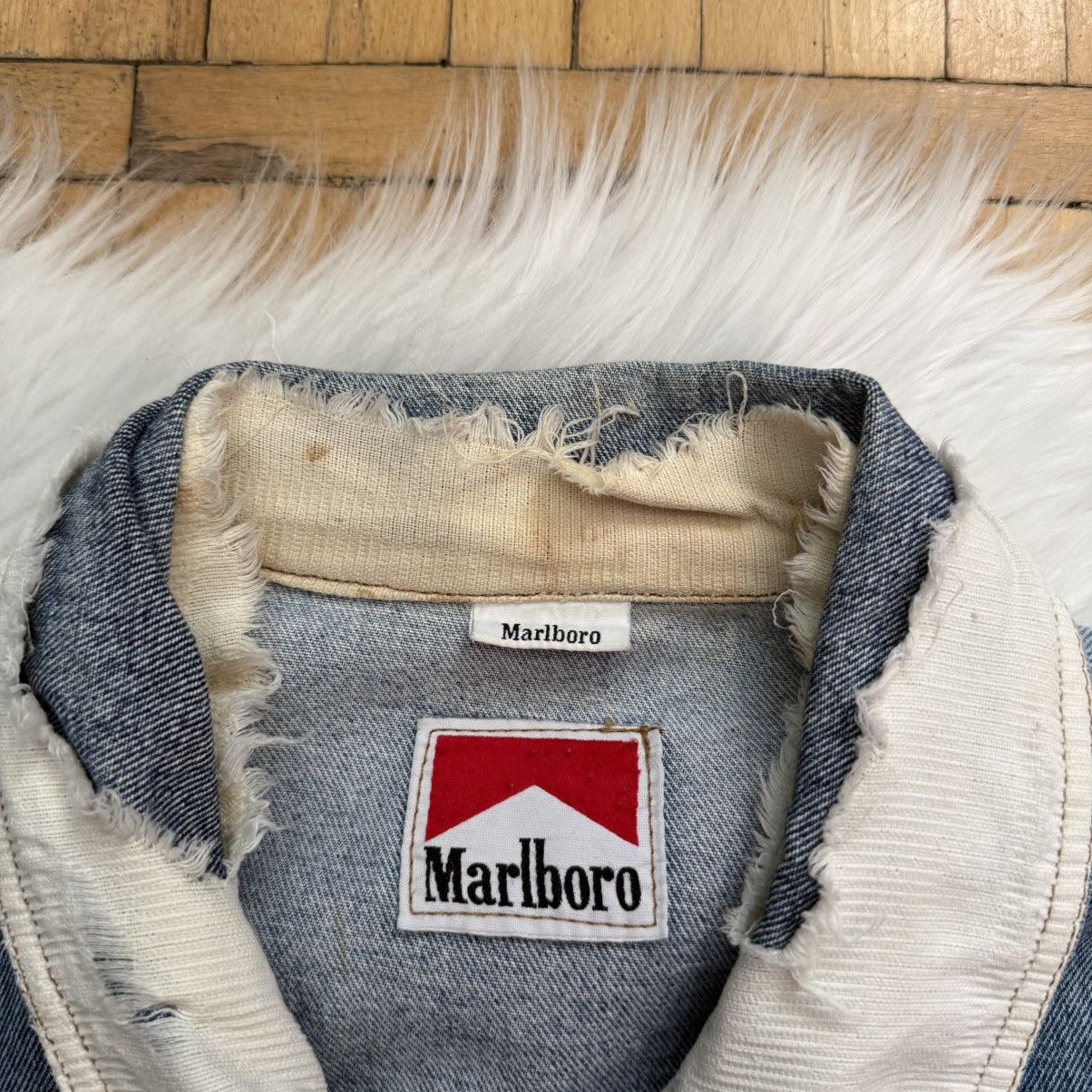 Marlboro 📌 Vintage 90s Marlboro Distressed Denim Y2K Crazy Jacket Size US L / EU 52-54 / 3 - 4 Thumbnail