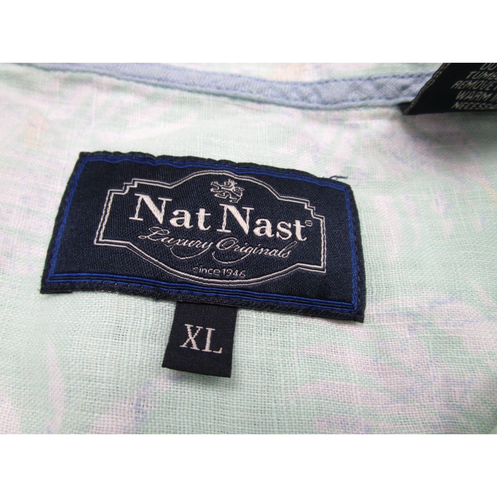 Nat Nast Nat Nast Shirt Mens XL Green Mint Camp Beach linen Hawaiian Relaxed Shirt Button-Up Short Sleeve Collared Floral 90s Hawaiian Mens Size US XL / EU 56 / 4 - 6 Thumbnail
