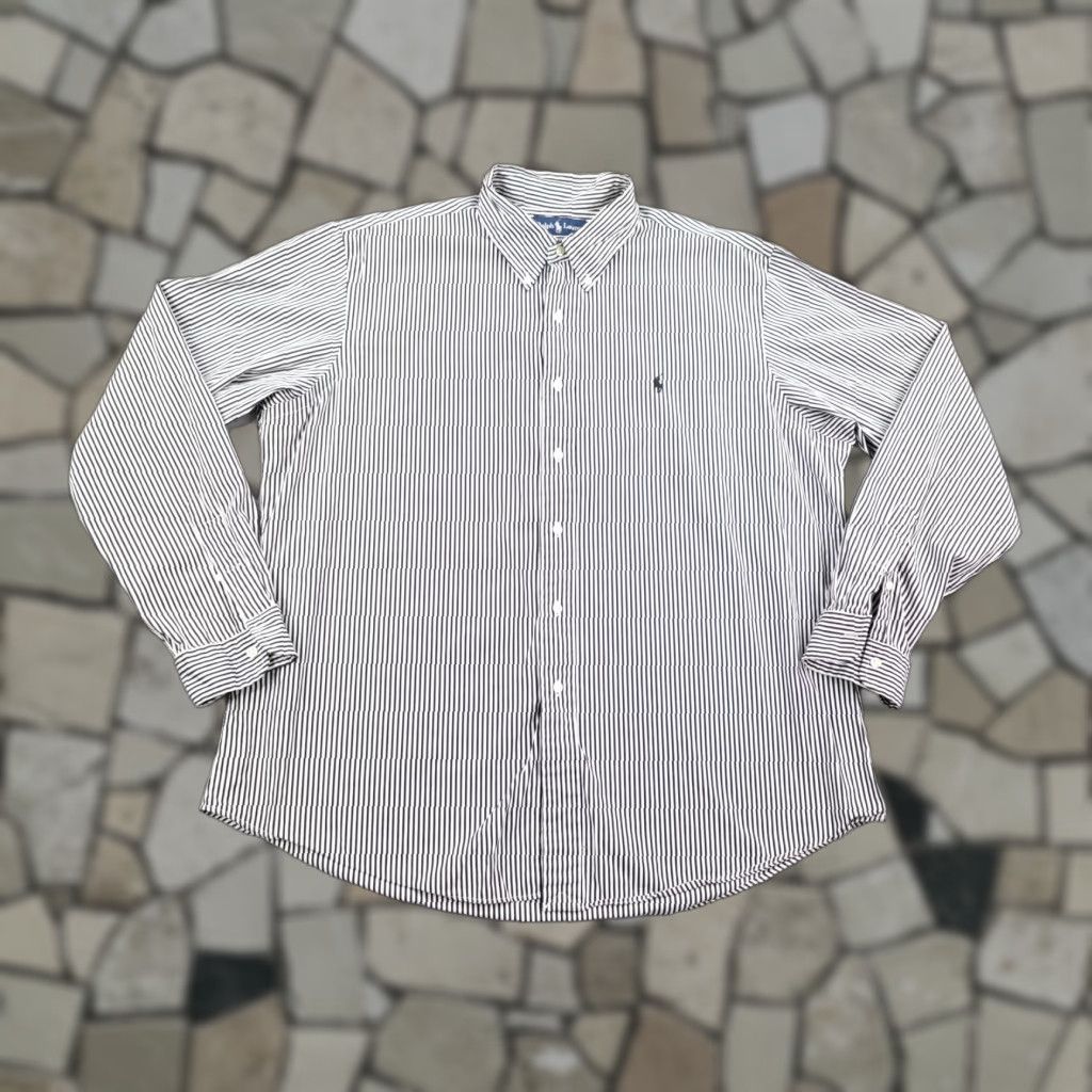Ralph Lauren VINTAGE Ralph Lauren Shirt Mens 2XL Black White Stripes Custom Fit Button Up Shirt Size US XXL / EU 58 / 5 - 1 Thumbnail