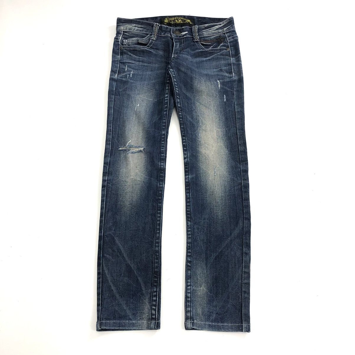 14th Addiction × If Six Was Nine × Japanese Brand Y2K Vintage Red Pepper Cross Punk Distressed Skinny Jeans Size 28" / US 6 / IT 42 - 19 Thumbnail